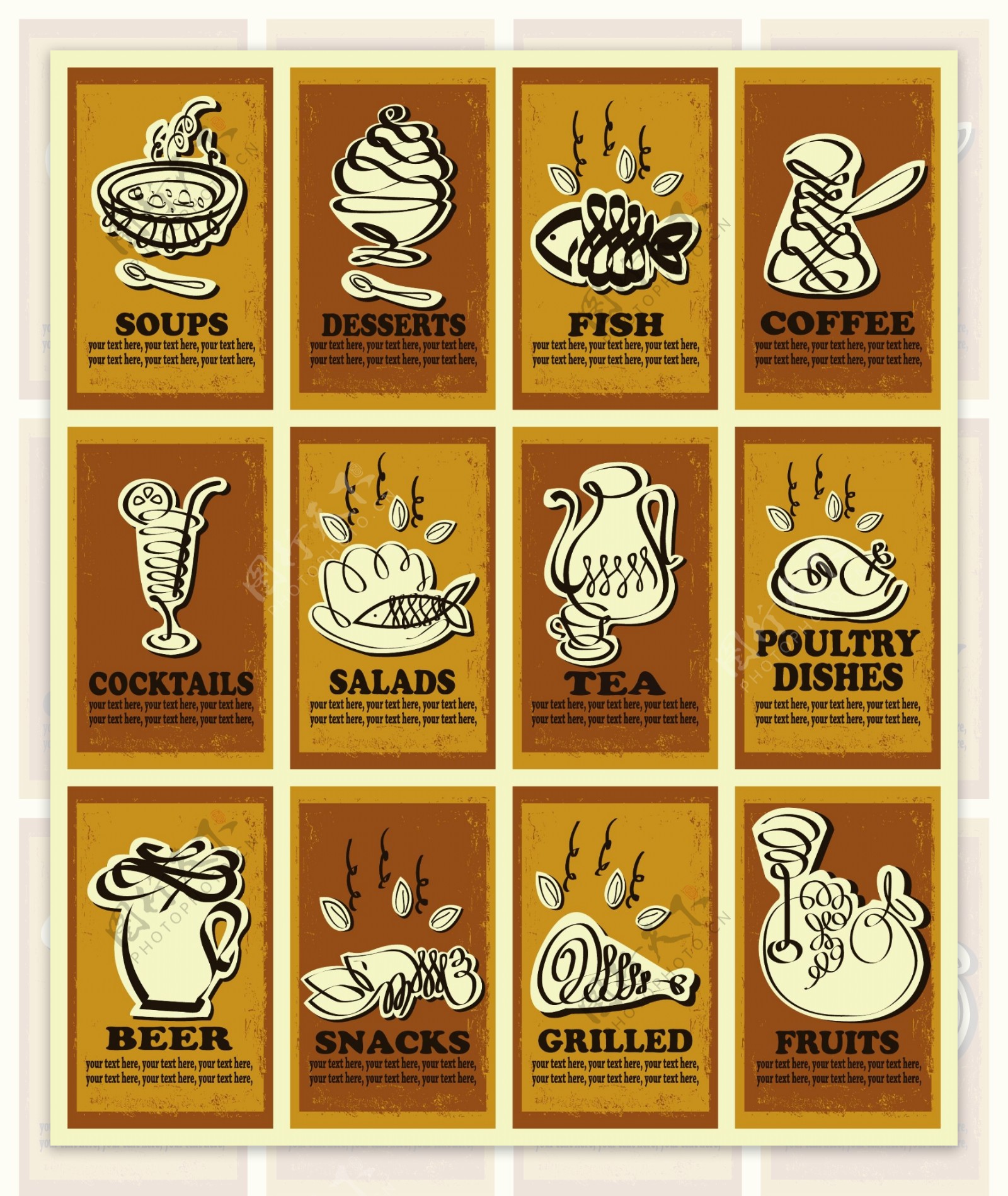 线条食物海报图片