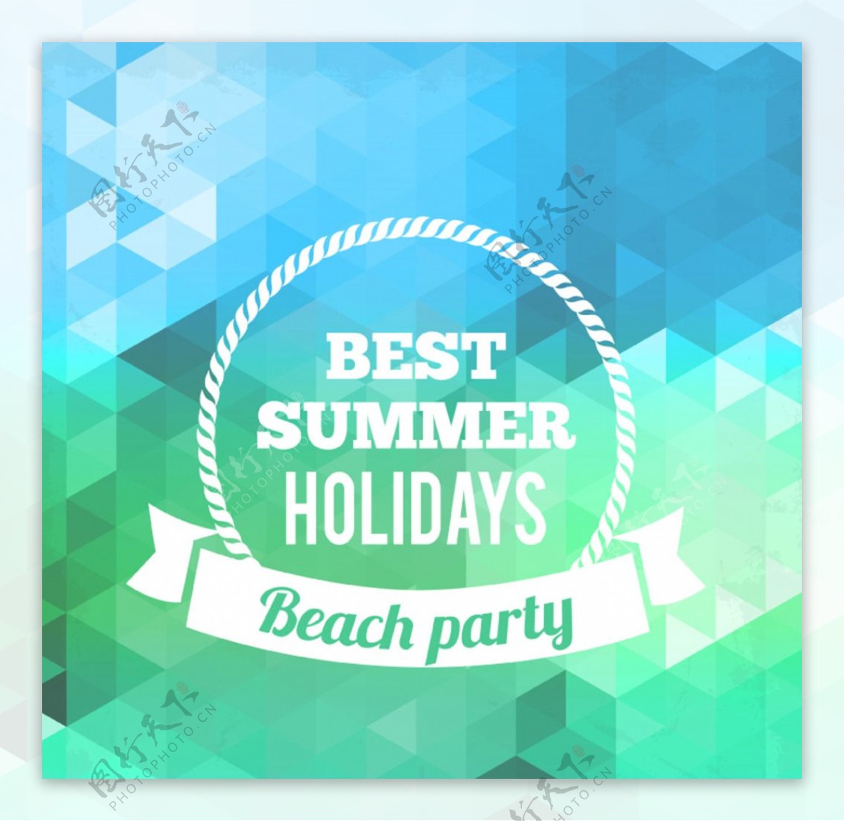蓝色夏季沙滩派对海报矢量图