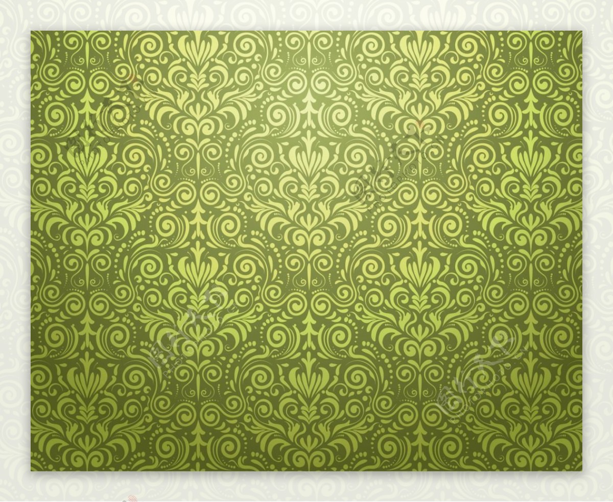 精美绿色欧式花纹背景设计矢量素材
