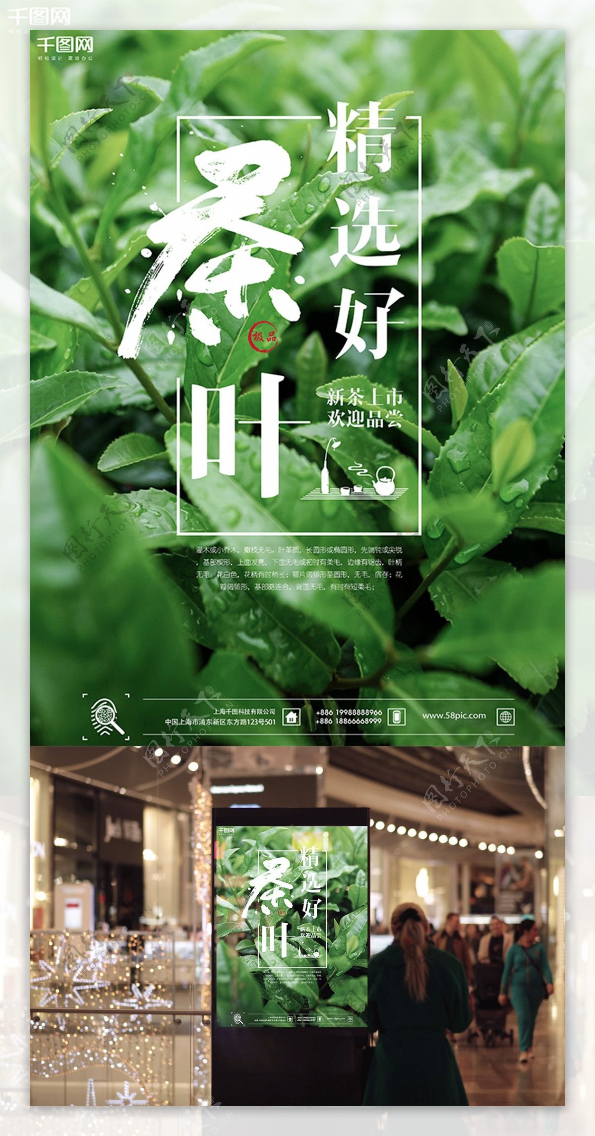 清新绿色茶叶新茶上市促销商业海报