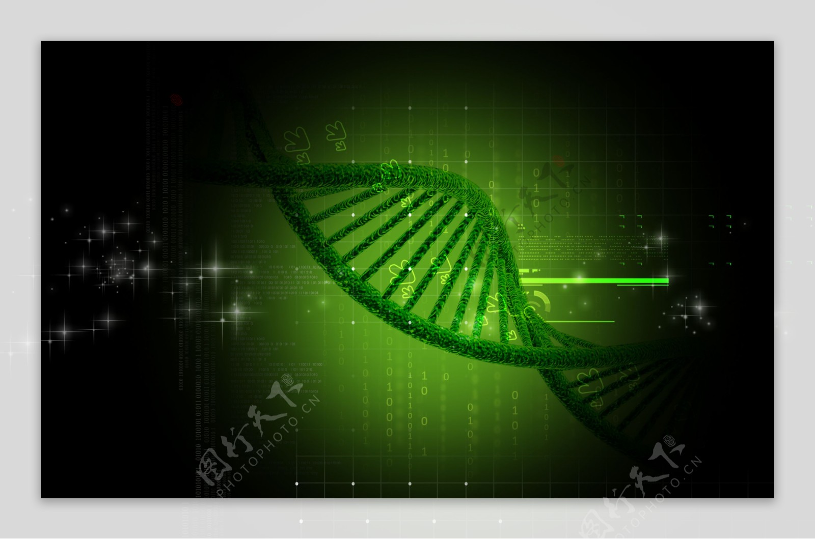 绿色DNA与科技背景图片