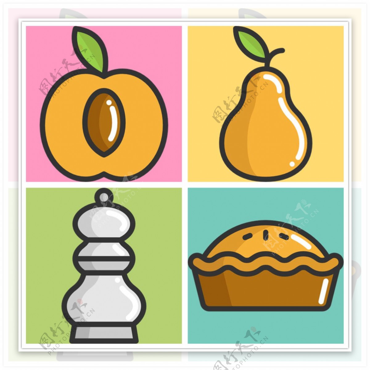 单色美食icon图标