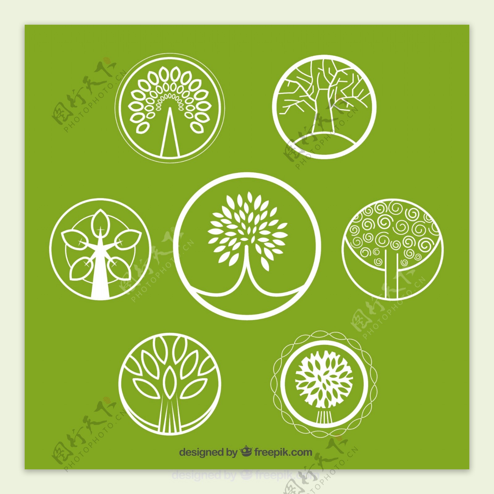 圆形抽象树木图标