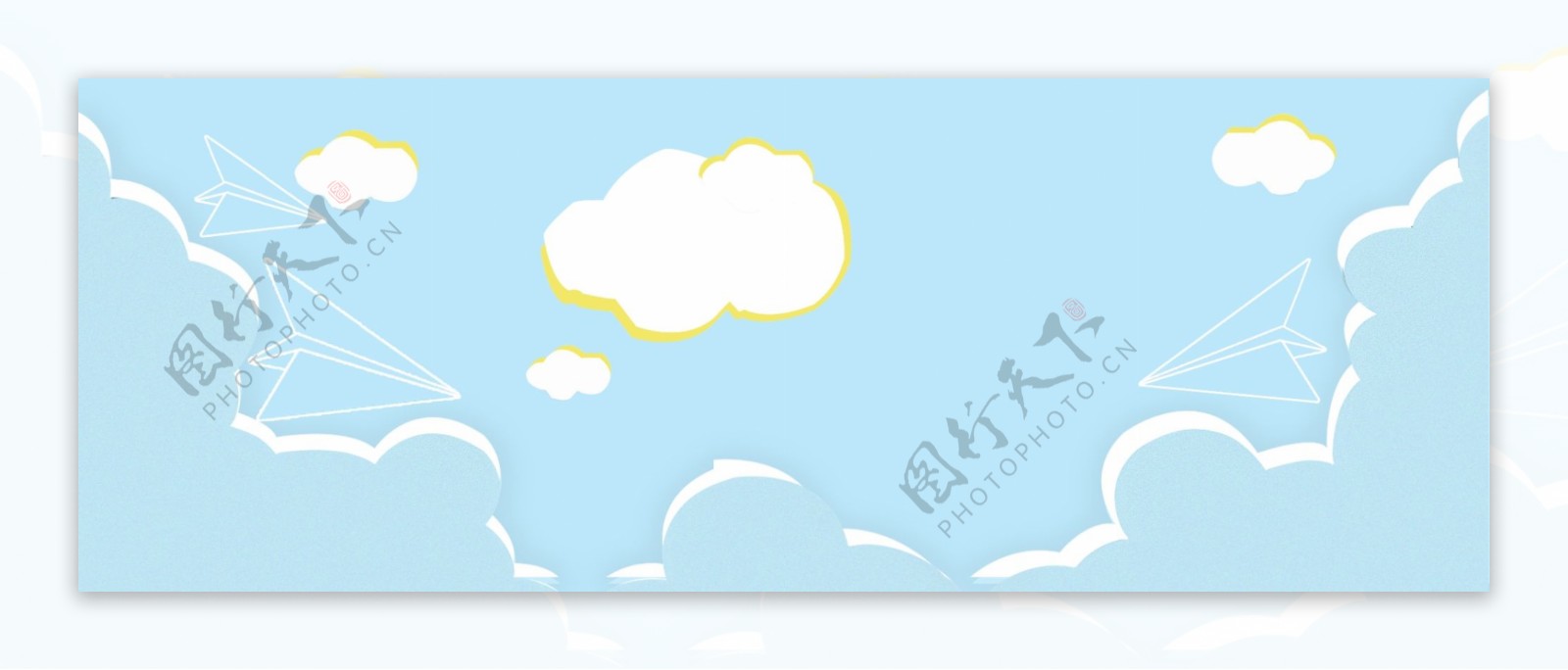 蓝天白云纸飞机背景