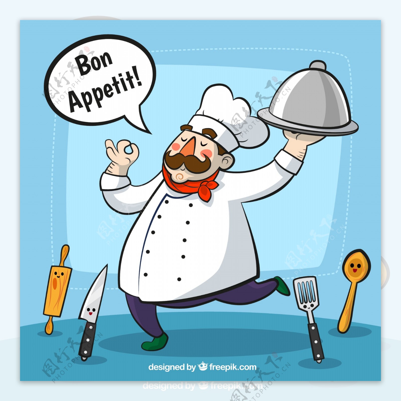 卡通胖厨师图片