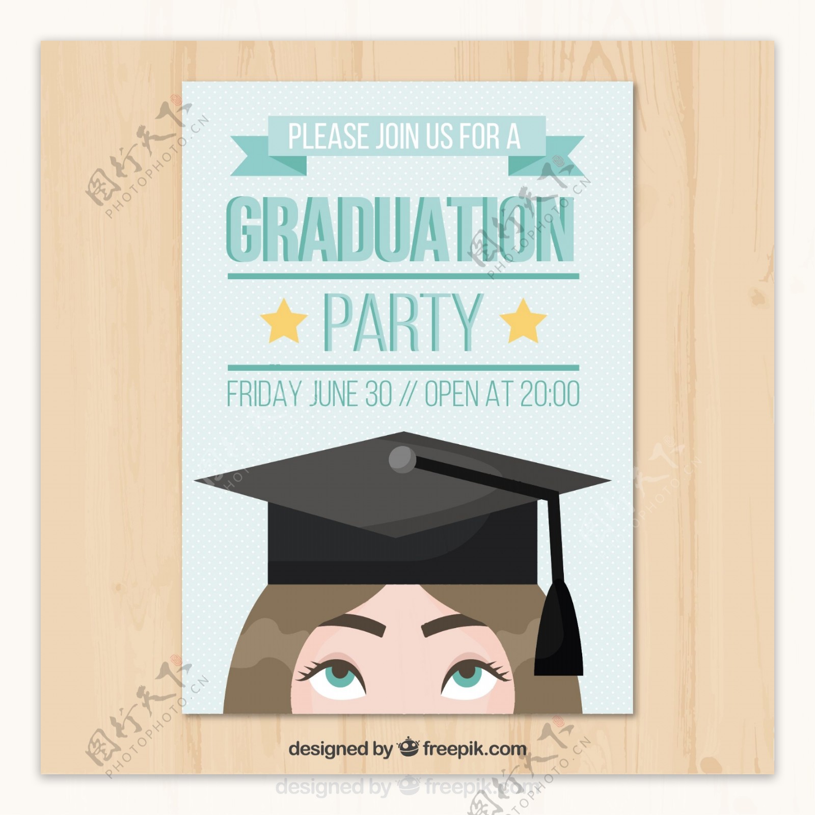 快乐学生毕业帽派对相册封面模板