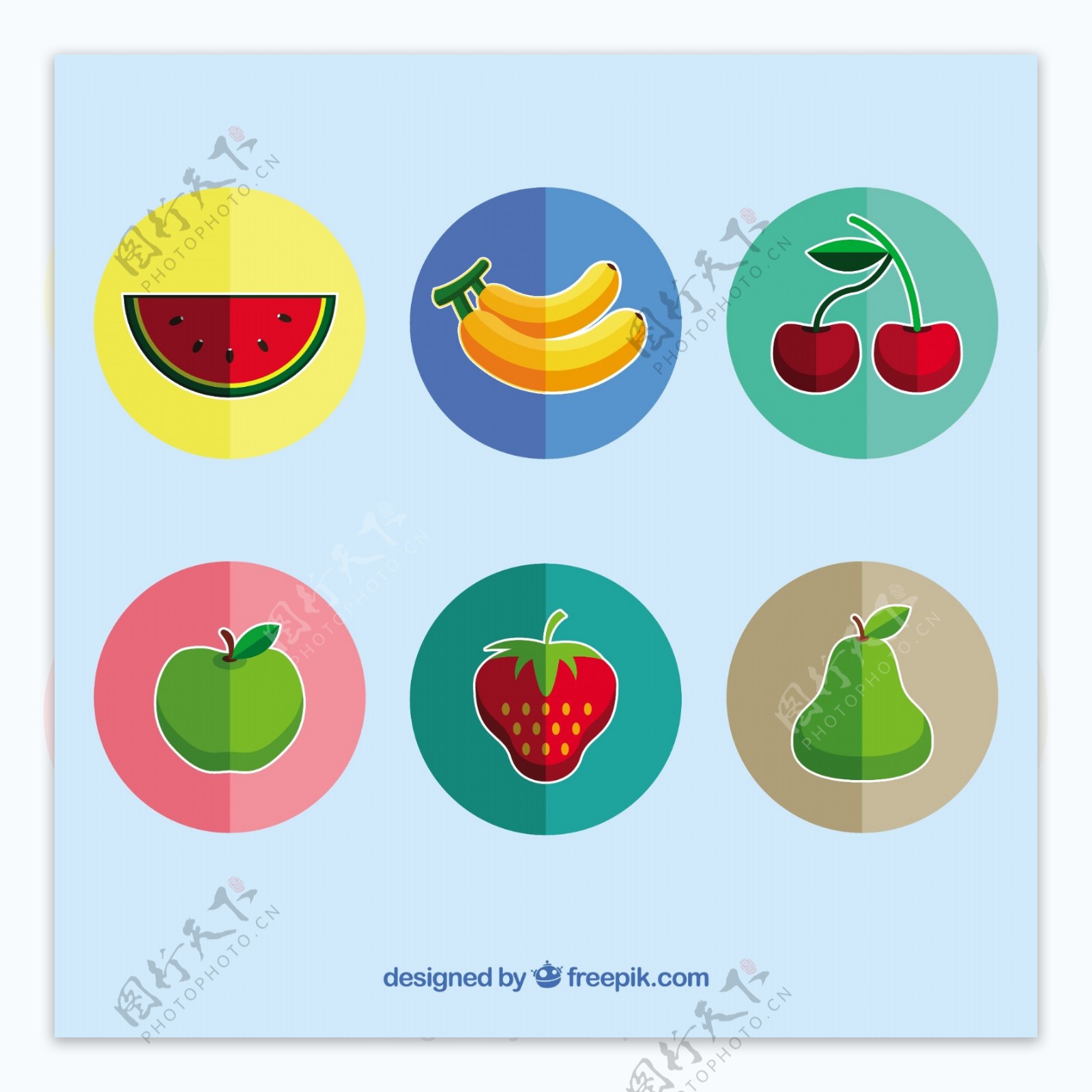 平板设计中的水果标签
