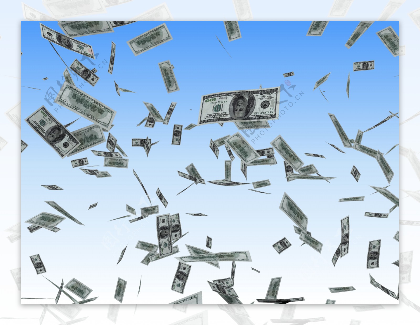 空中飞舞的美元钞票创意设计图片