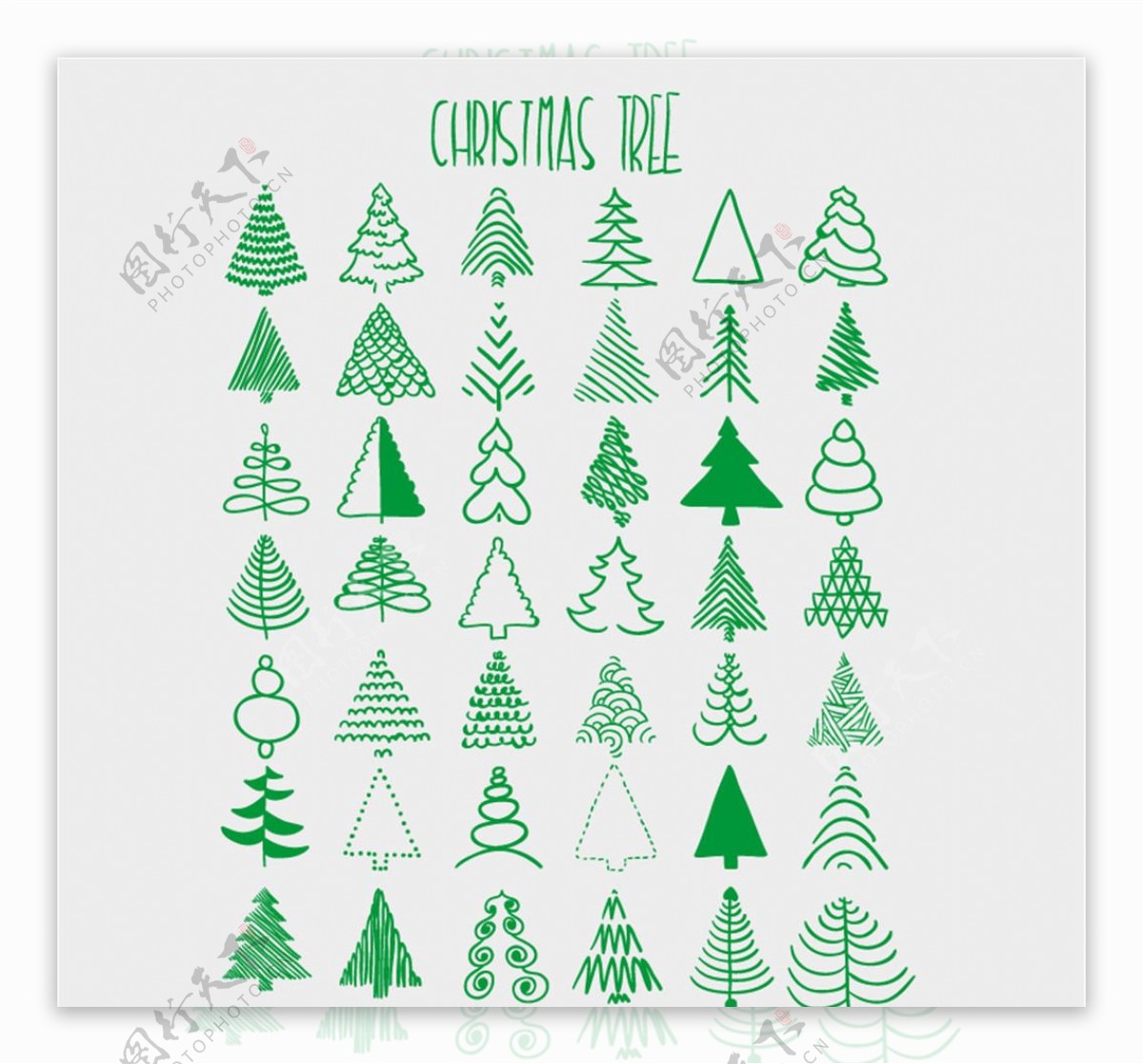 绿色手绘圣诞树矢量素材