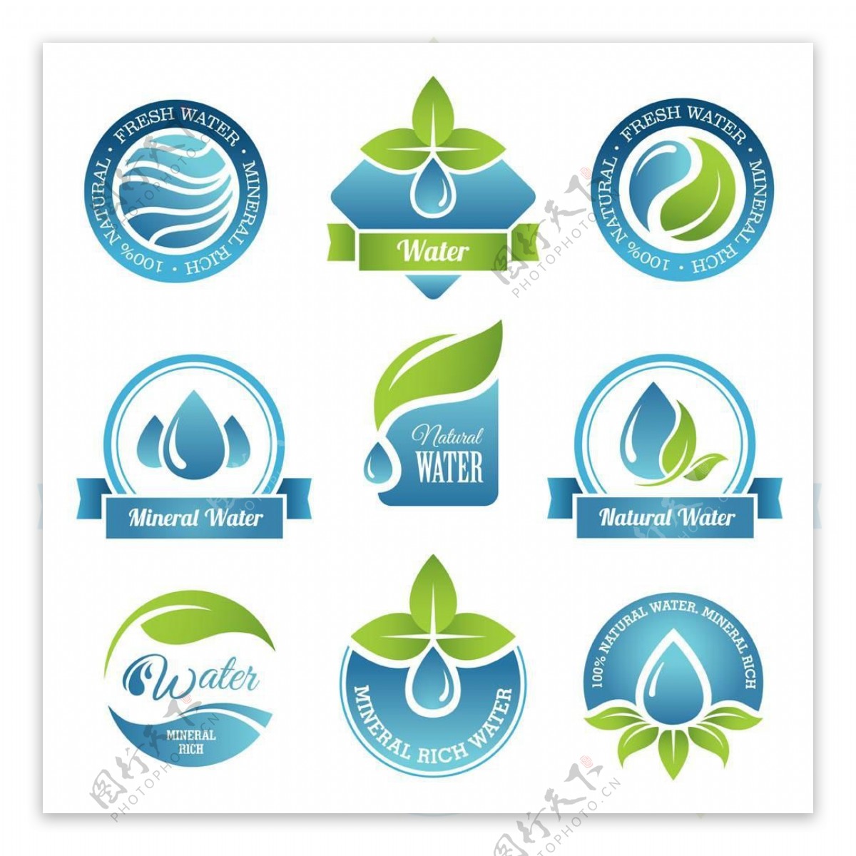 蓝色水滴环保标签图片