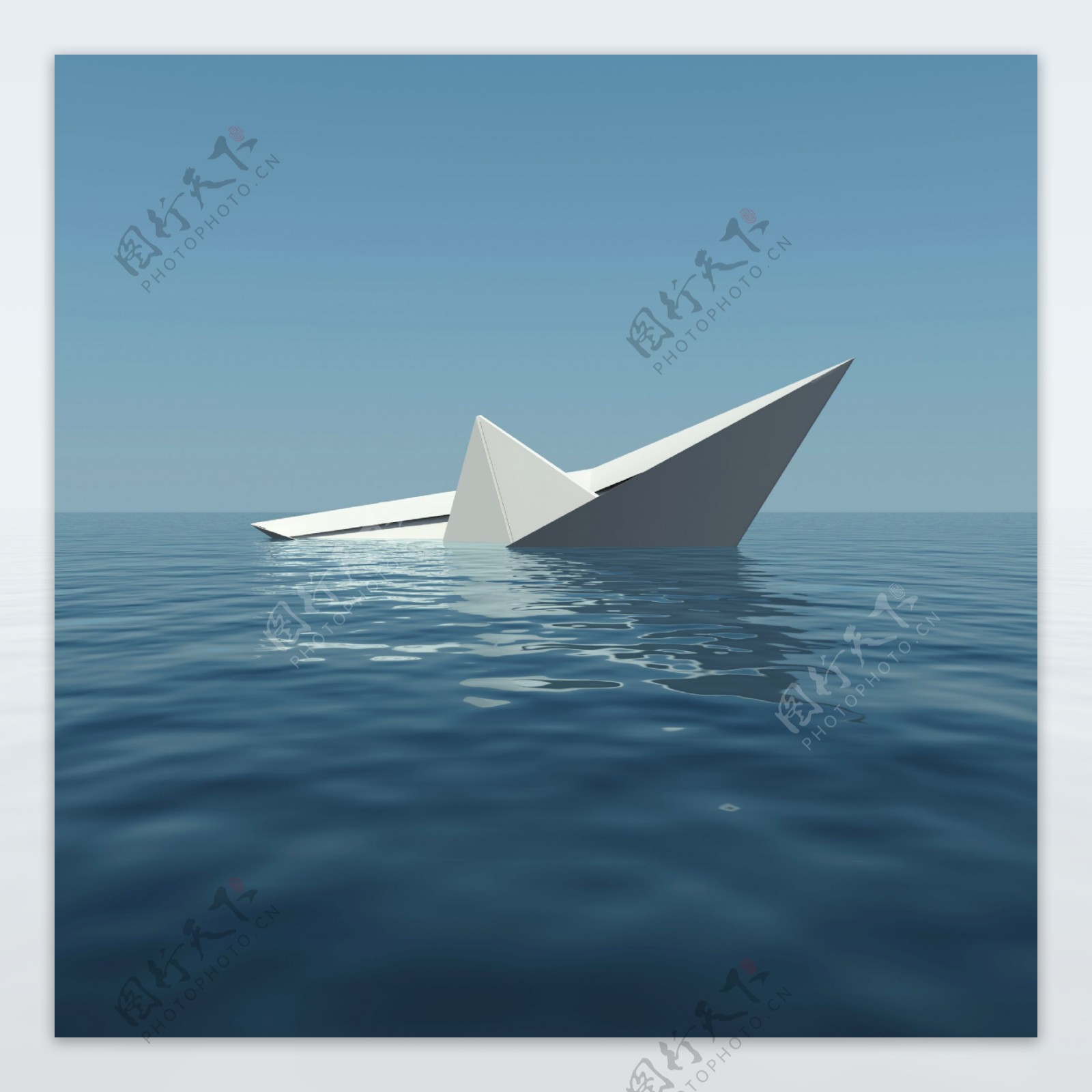 海中沉没的纸船图片