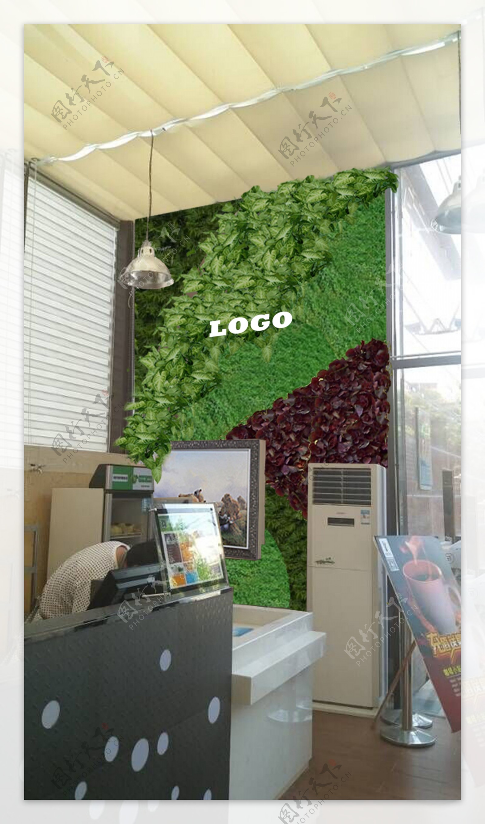 咖啡屋植物墙PSD分层素材