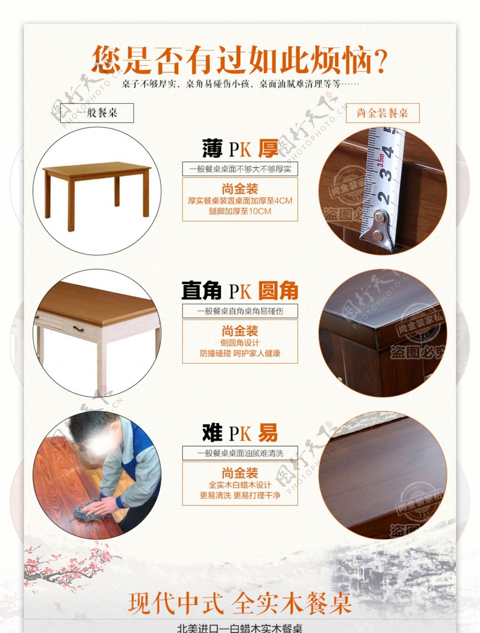 现代中式实木餐桌详情页设计PSD高清素材