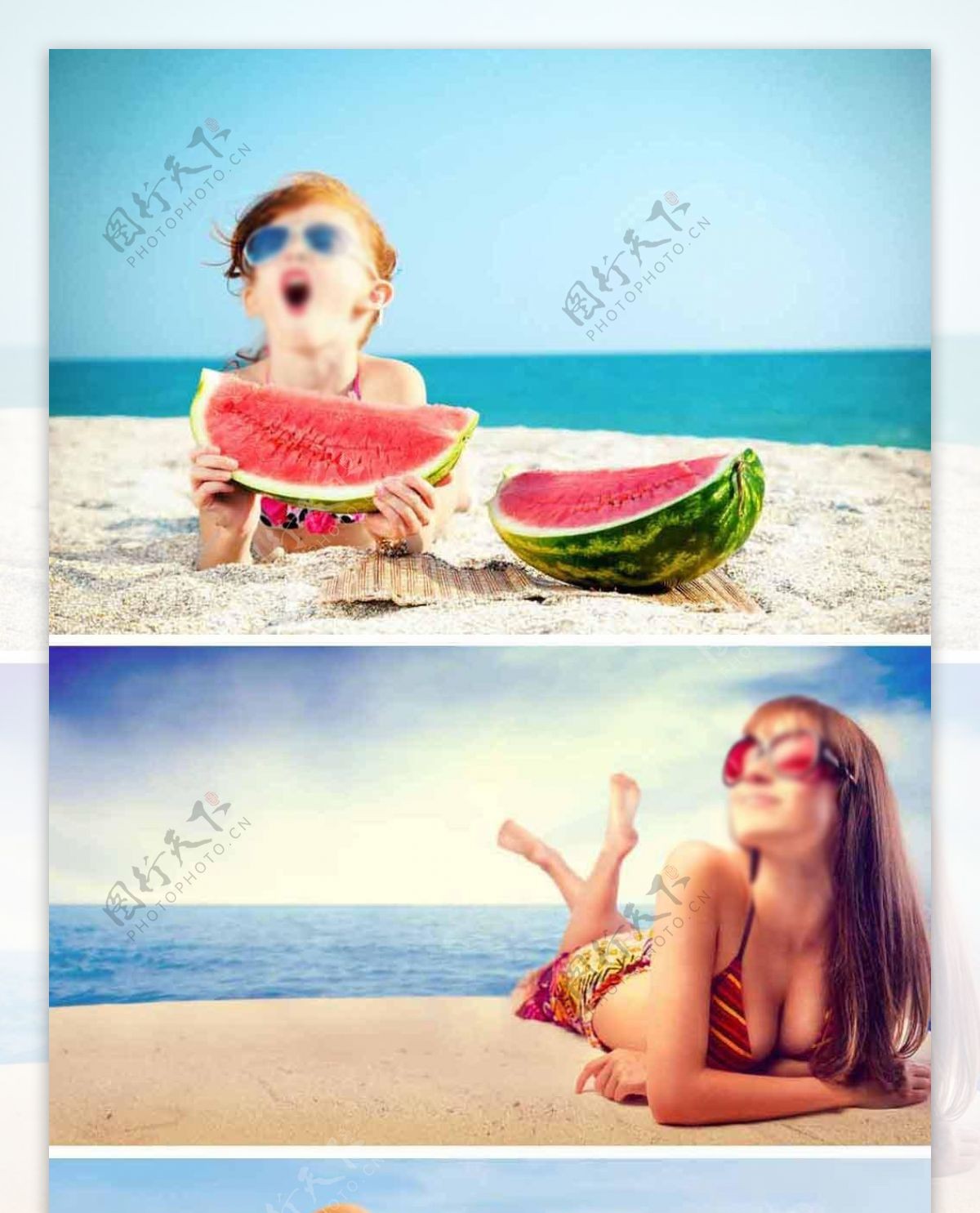 清凉夏季沙滩美女