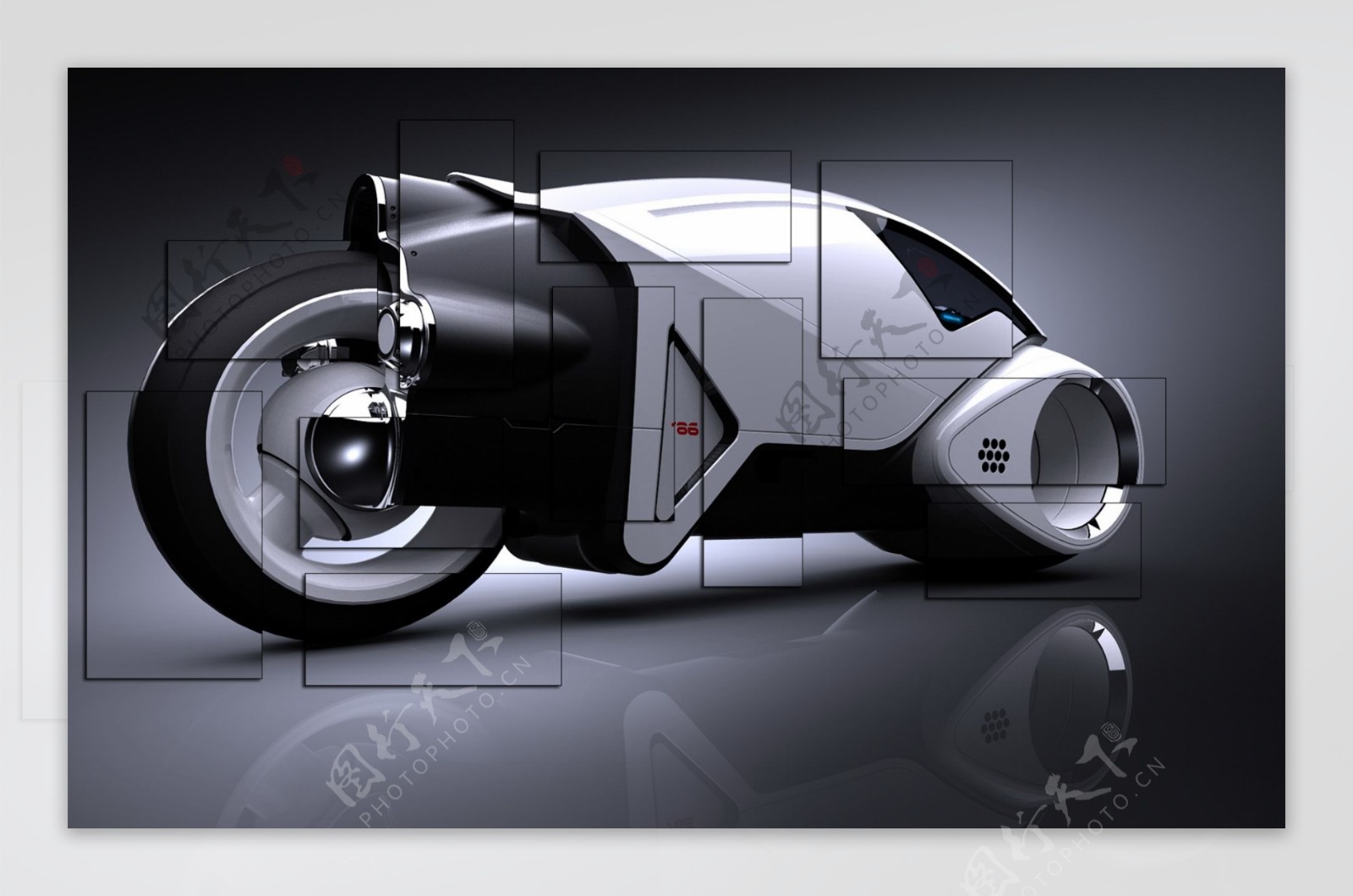 炫酷高科技摩托车局部放大图PSD未来跑车