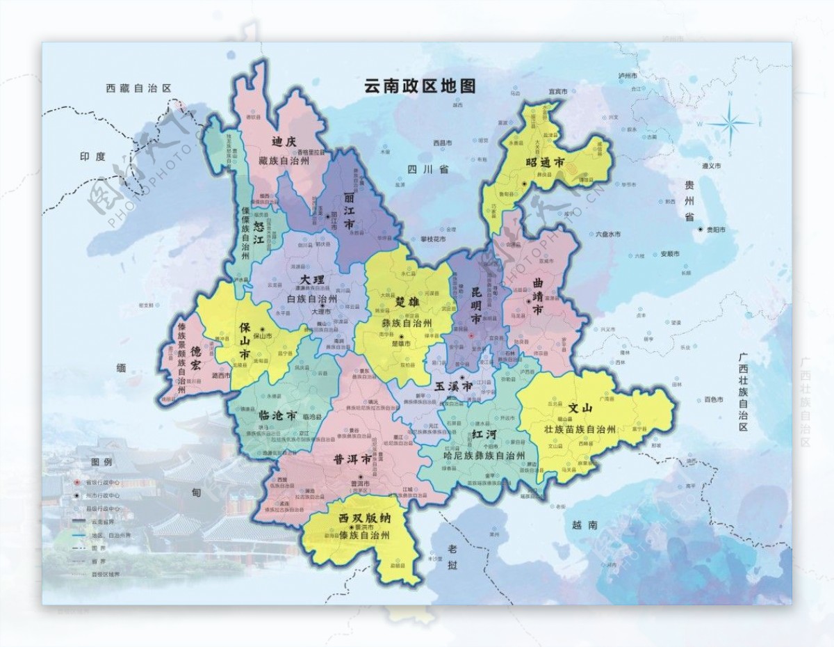 云南省地图CDR矢量素材