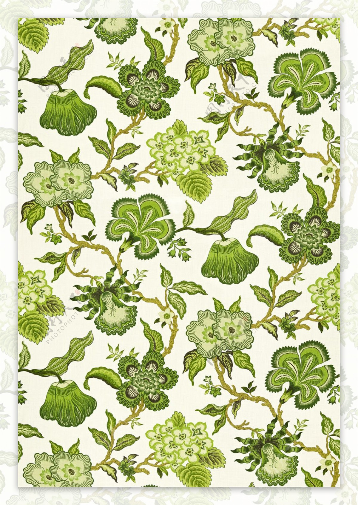 绿色花朵花纹布艺壁纸图片