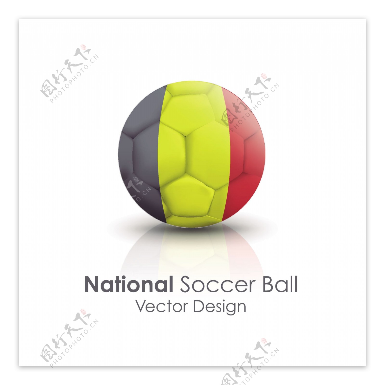 比利时国旗足球贴图矢量素材