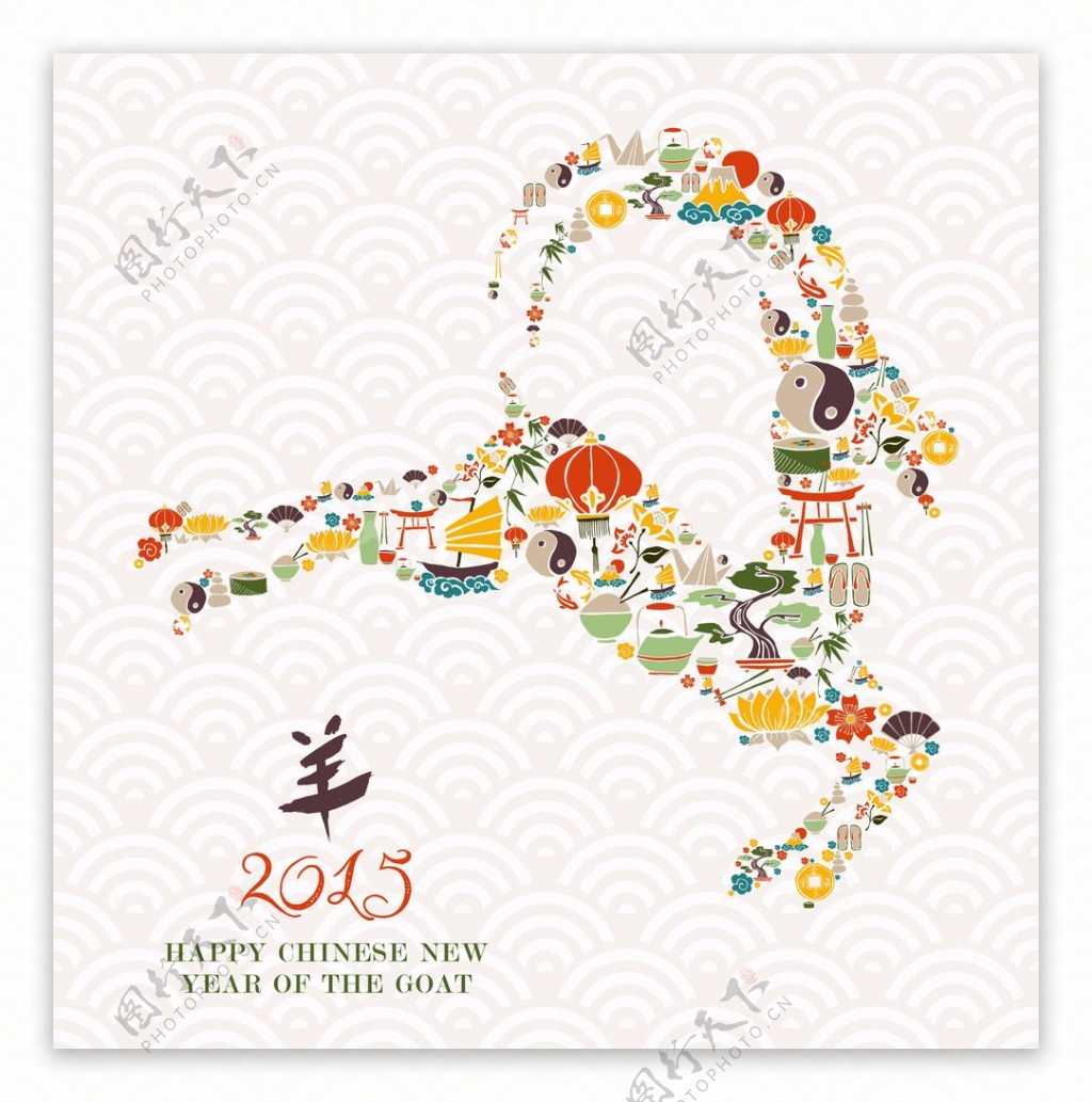 2015羊年中国元素海报