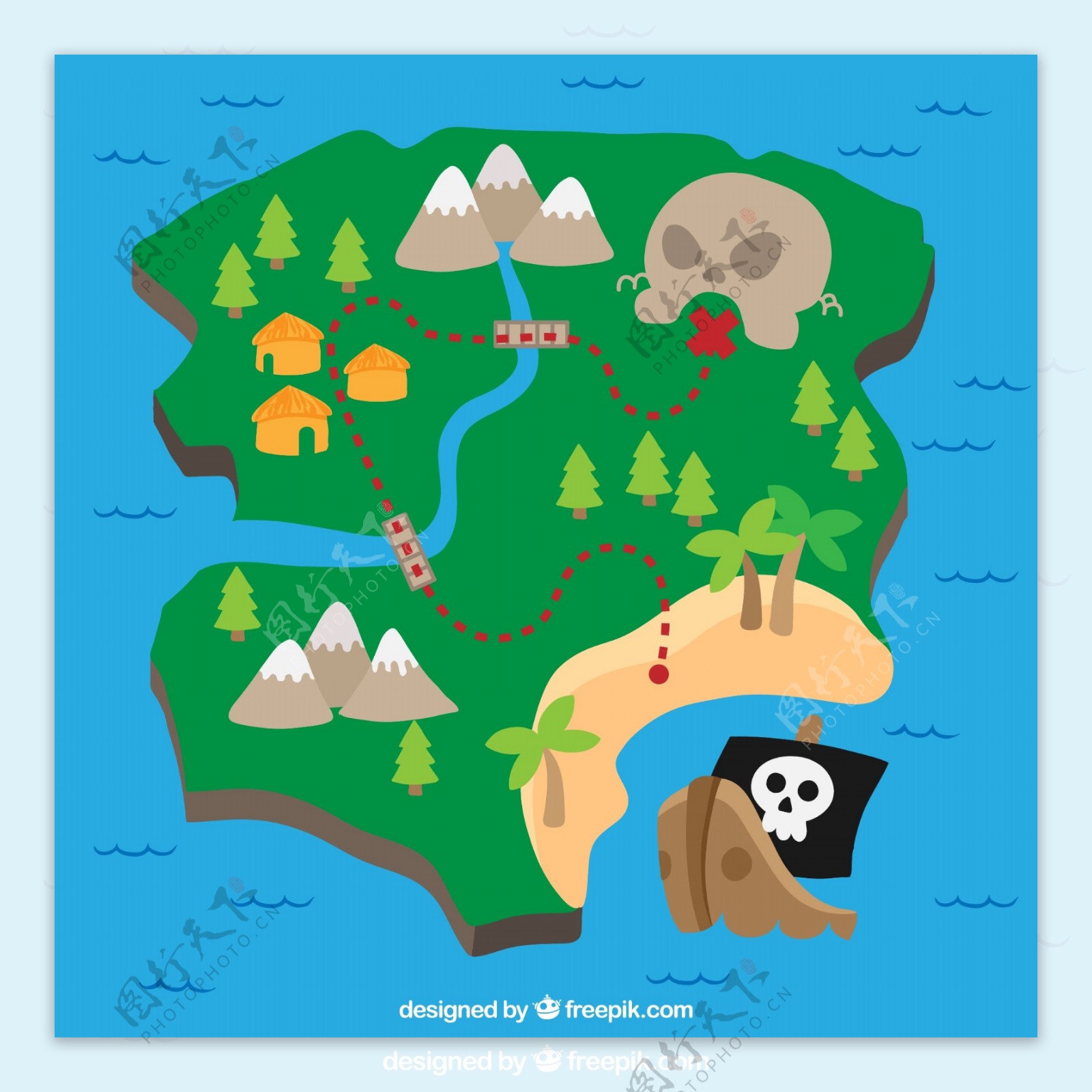 海盗宝藏地图彩色背景