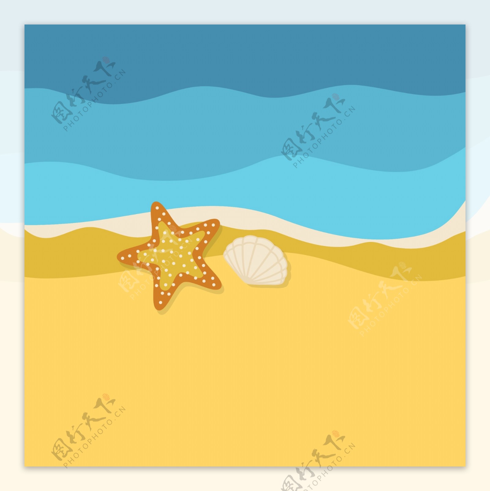 手绘大海海星背景