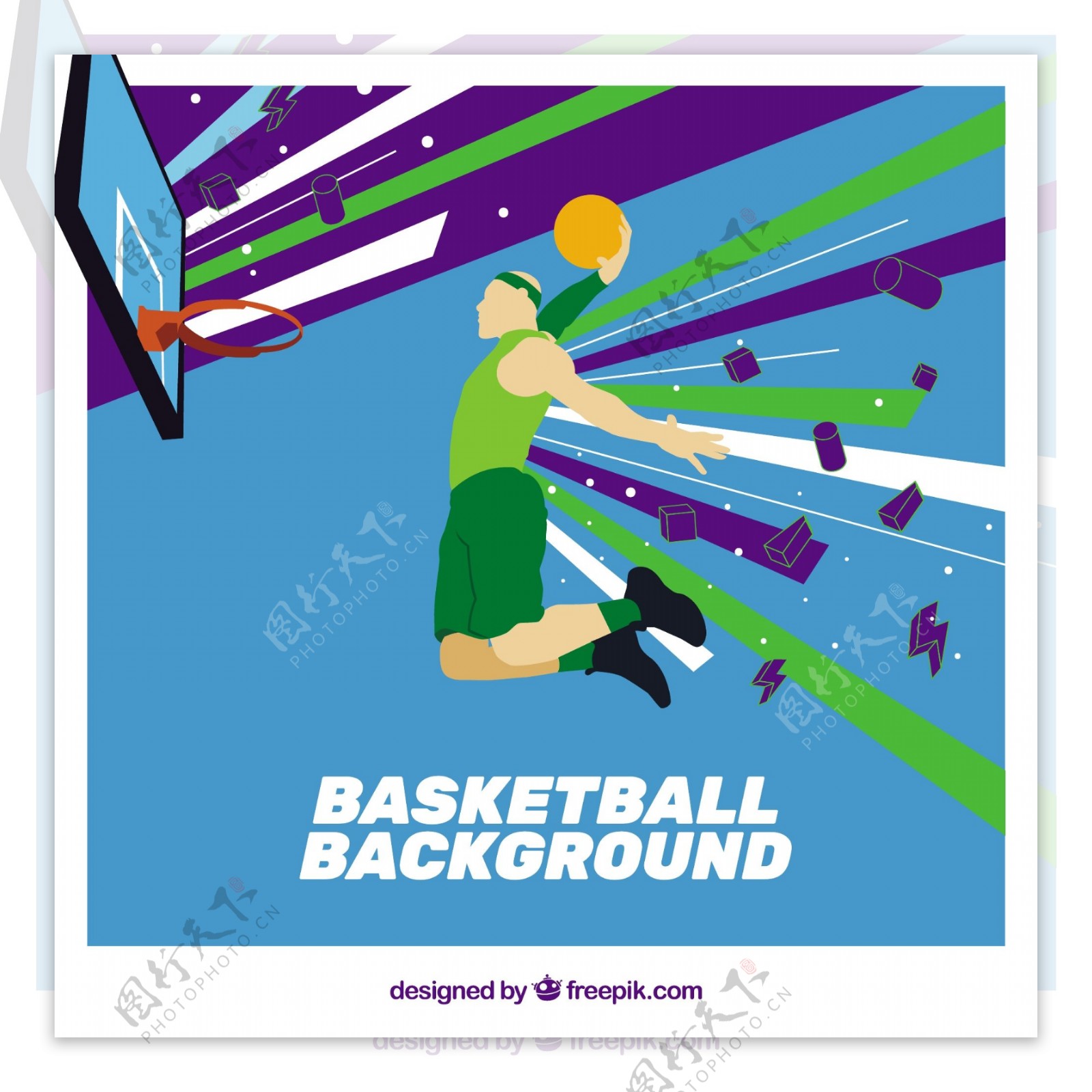 篮球运动员创意插图背景