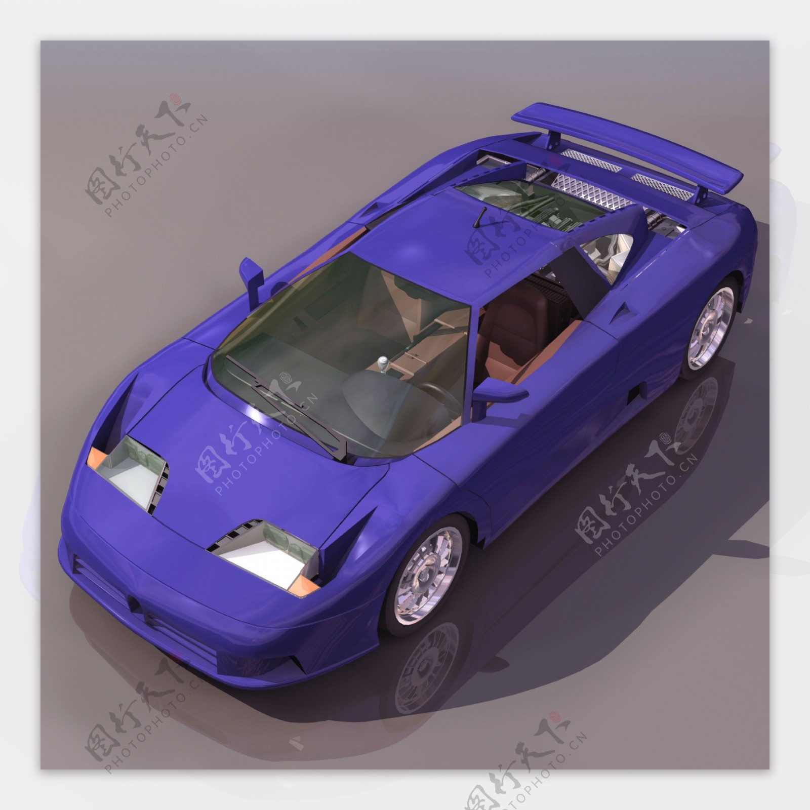 3D蓝色超级跑车模型