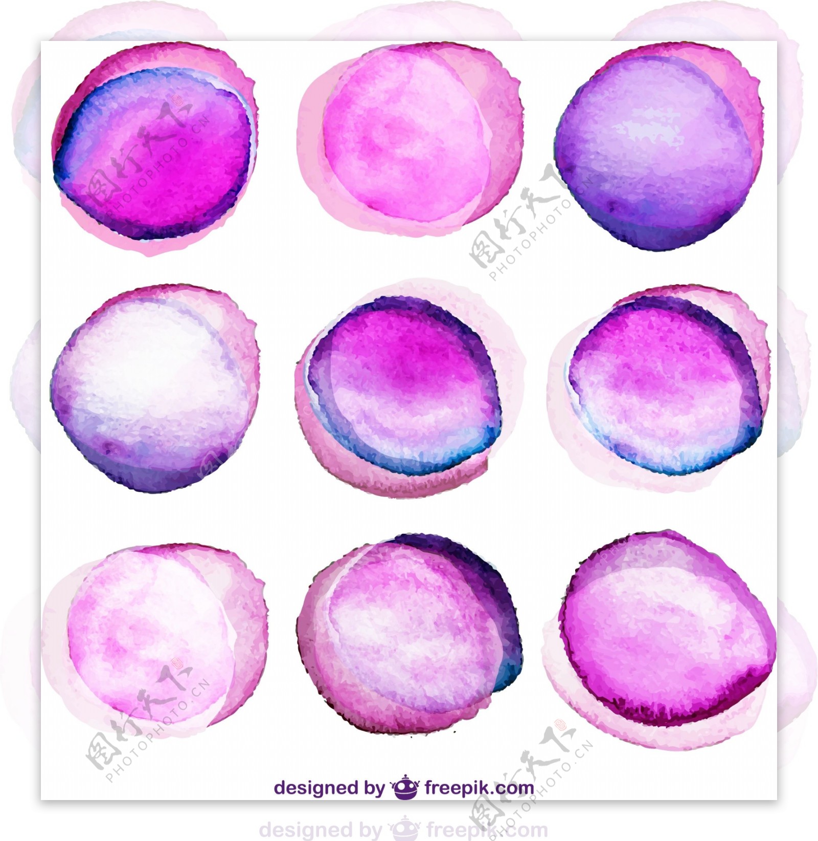紫色圆形墨迹矢量素材