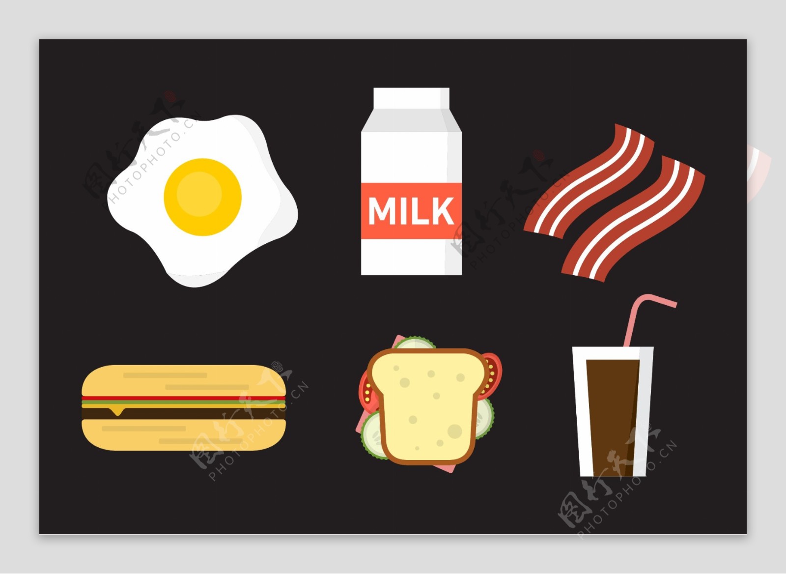 扁平早餐食物图标