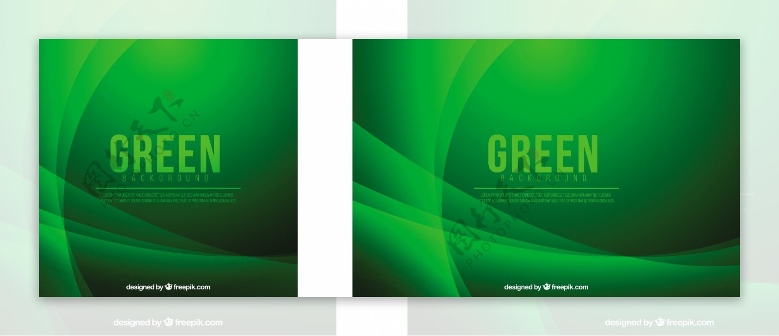 波浪形状的绿色抽象背景