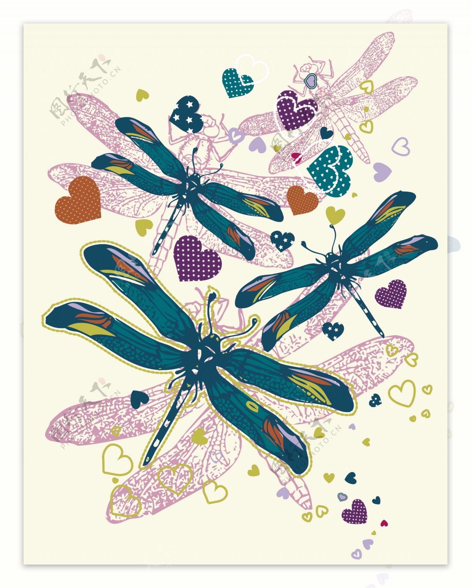 女童蜻蜓印花图案