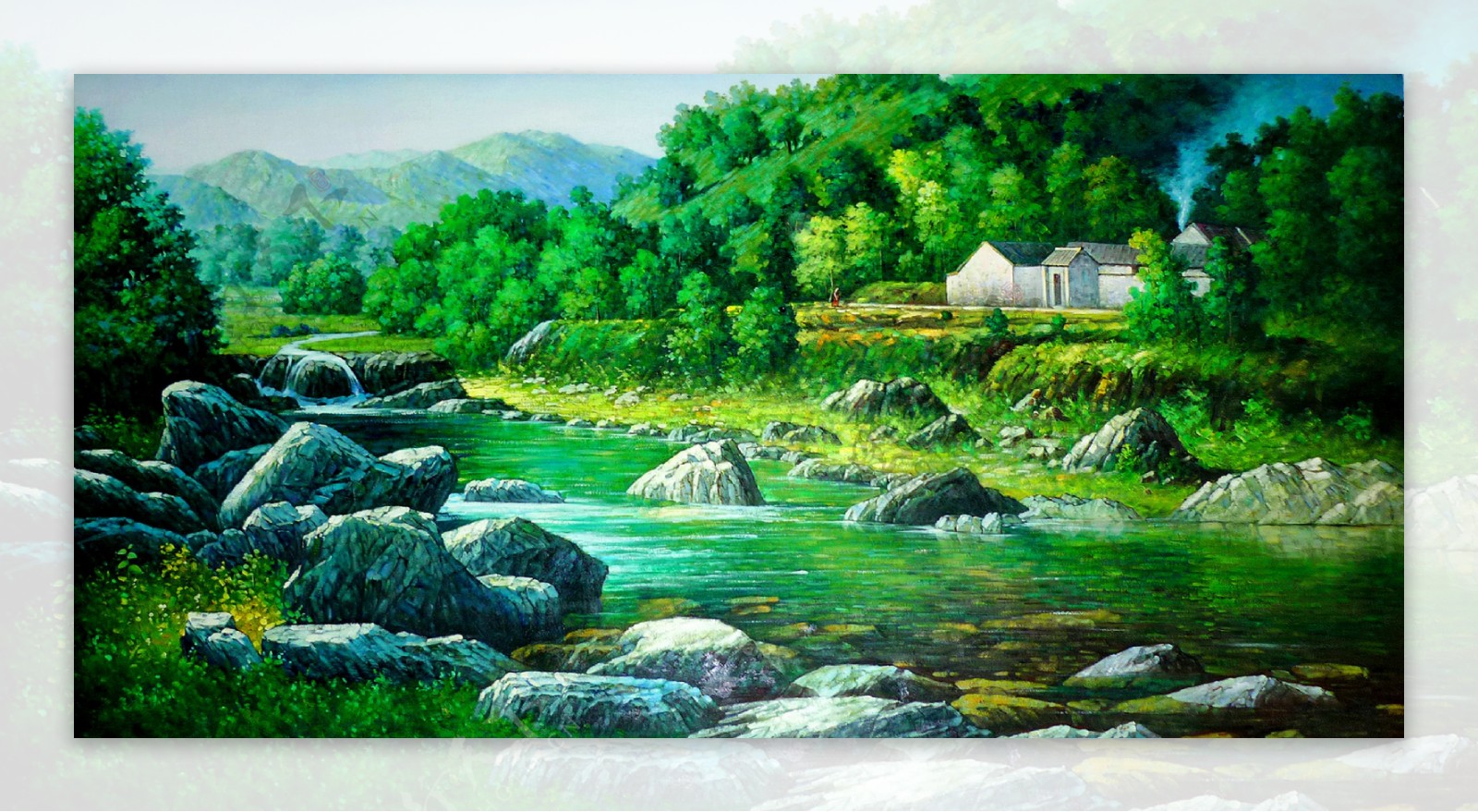 村庄景观油画图片