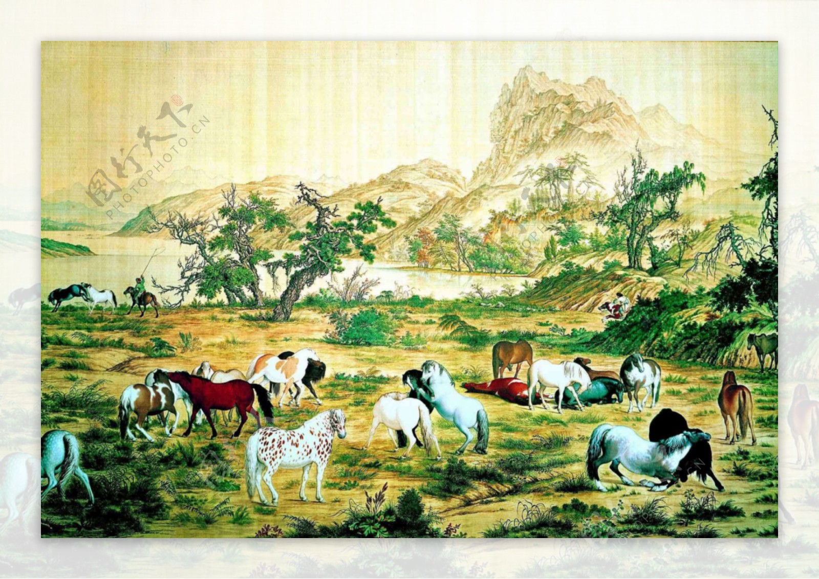 油画风景马匹图片