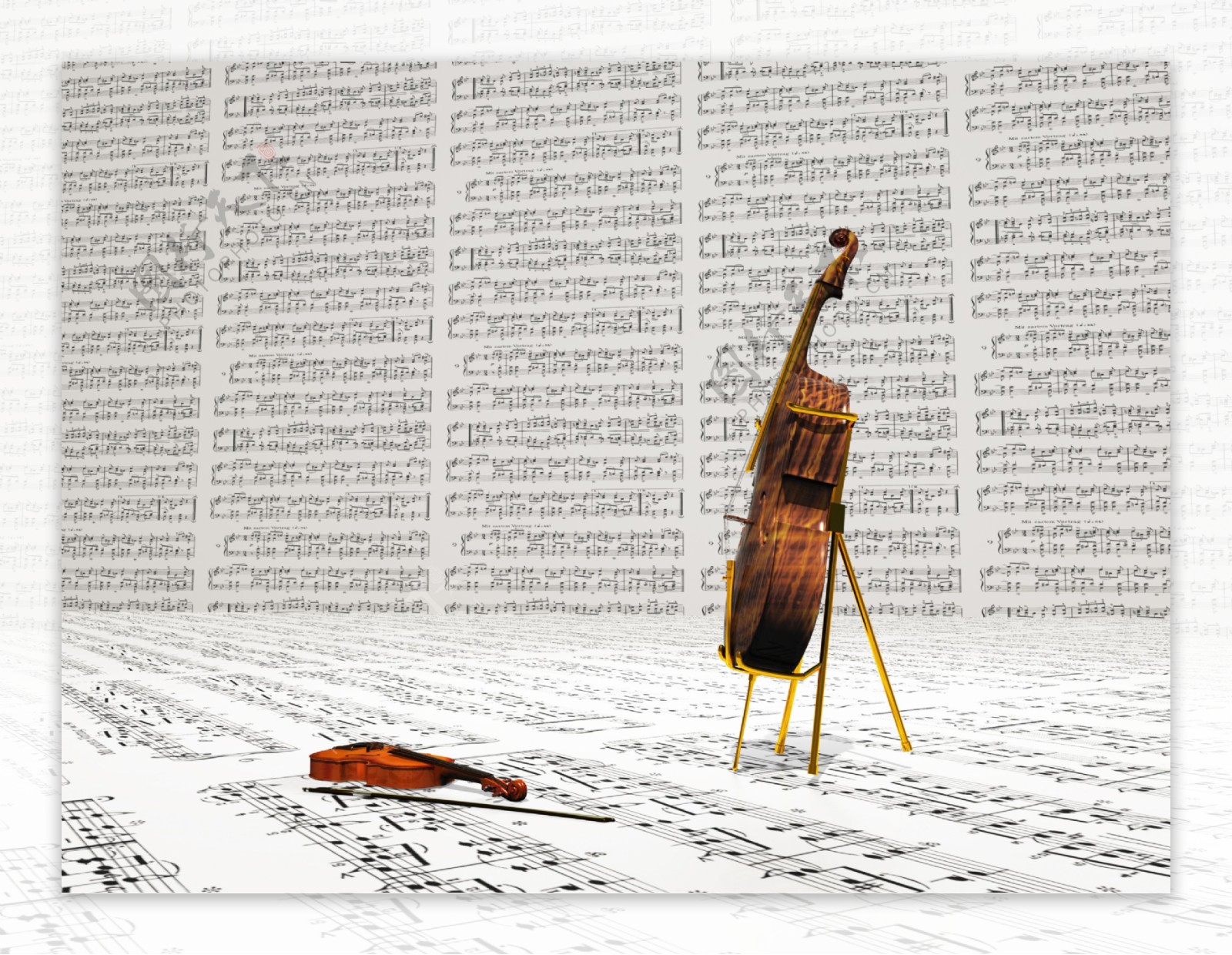音谱与小提琴素材图片