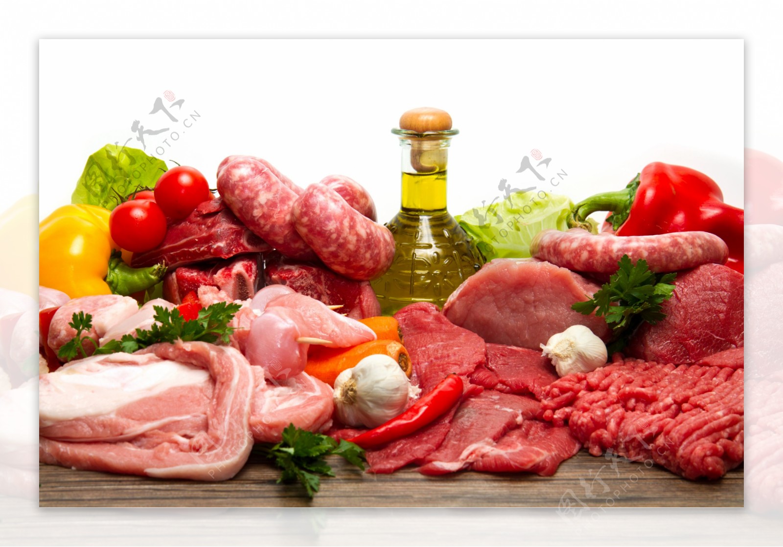 鲜肉与食用油图片