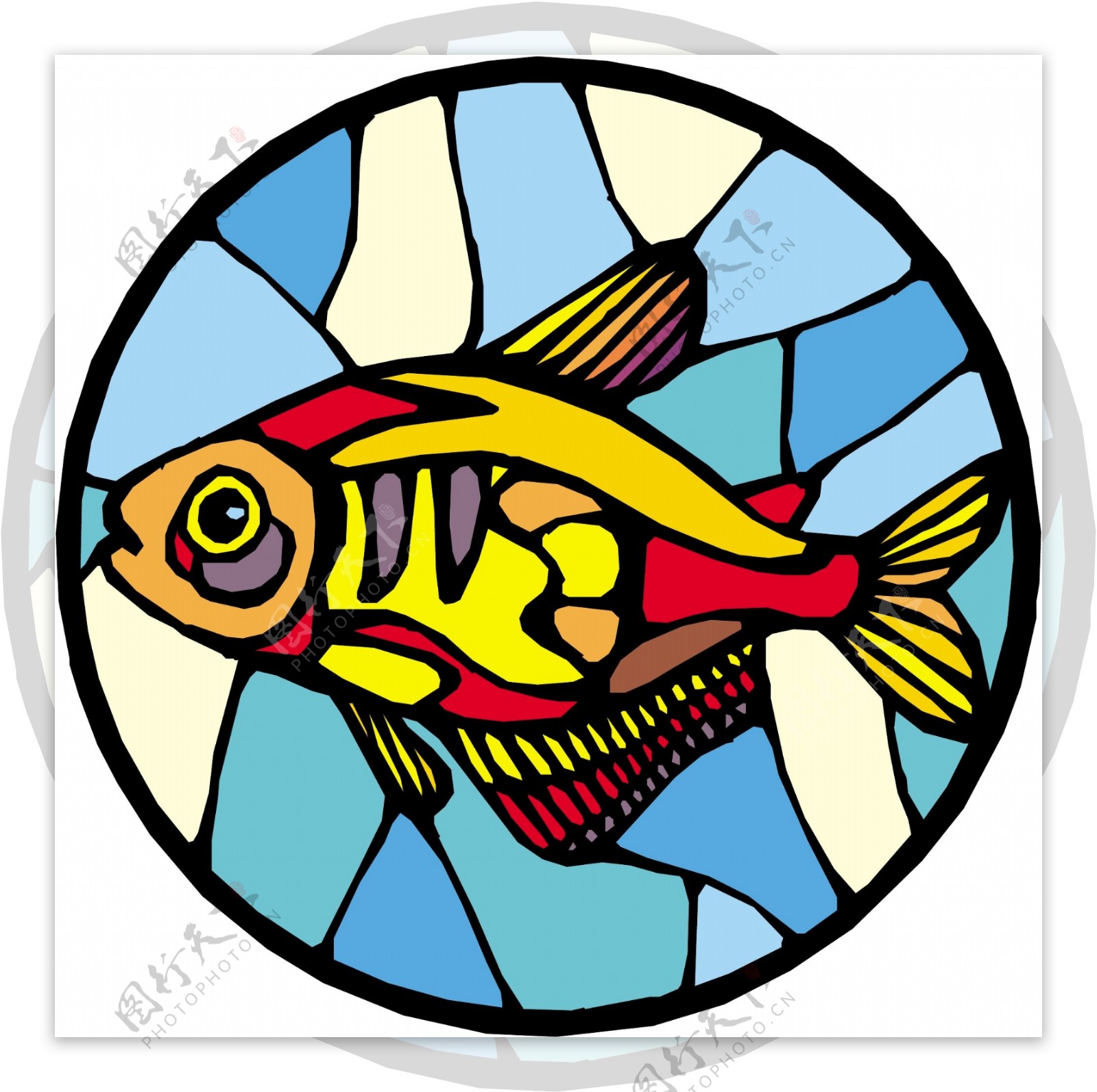 五彩小鱼水生动物矢量素材EPS格式0524