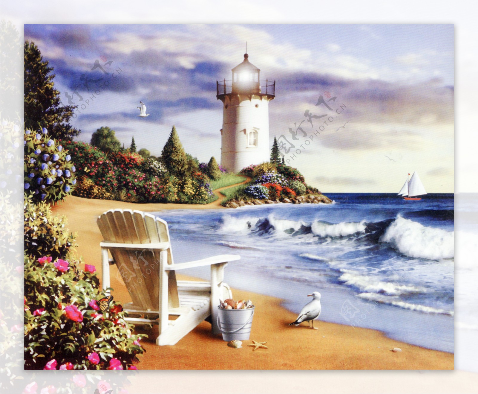 海边景观油画图片