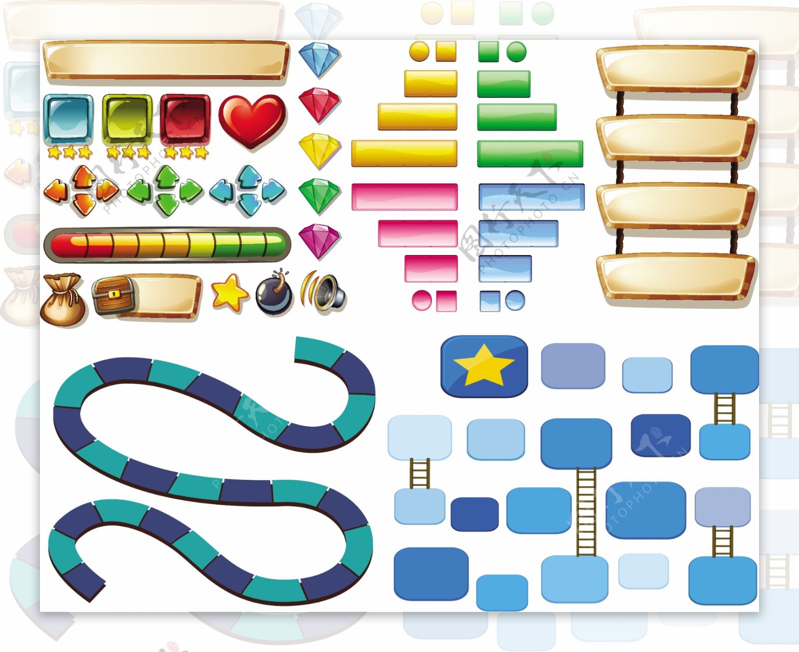 游戏模板与其他元素的插图
