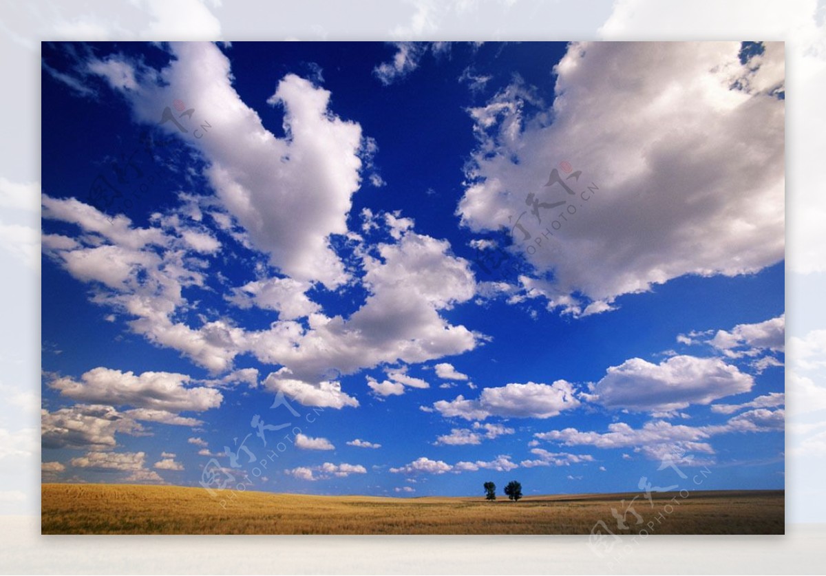 原野上空的蓝天自然风景图片