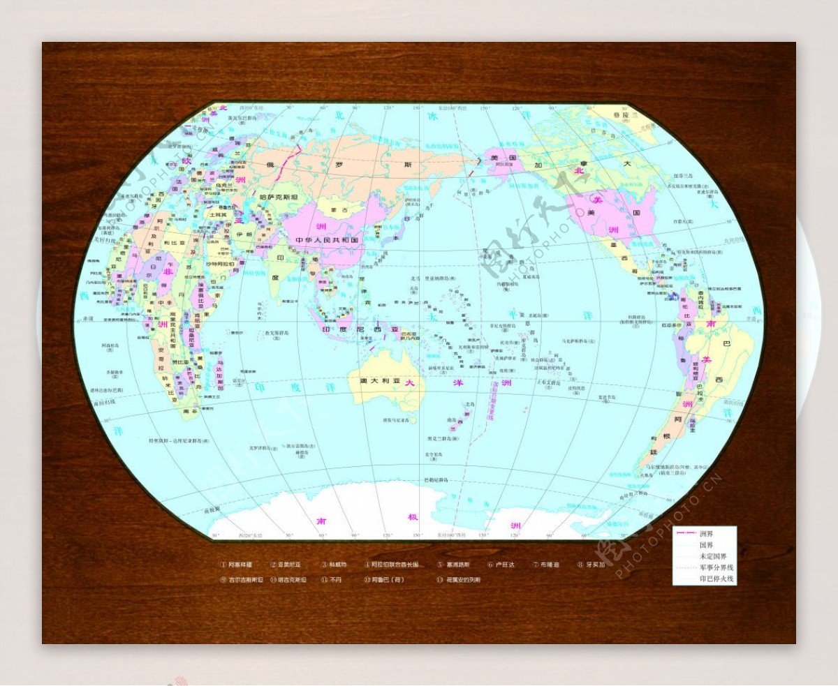 木纹装饰世界地图