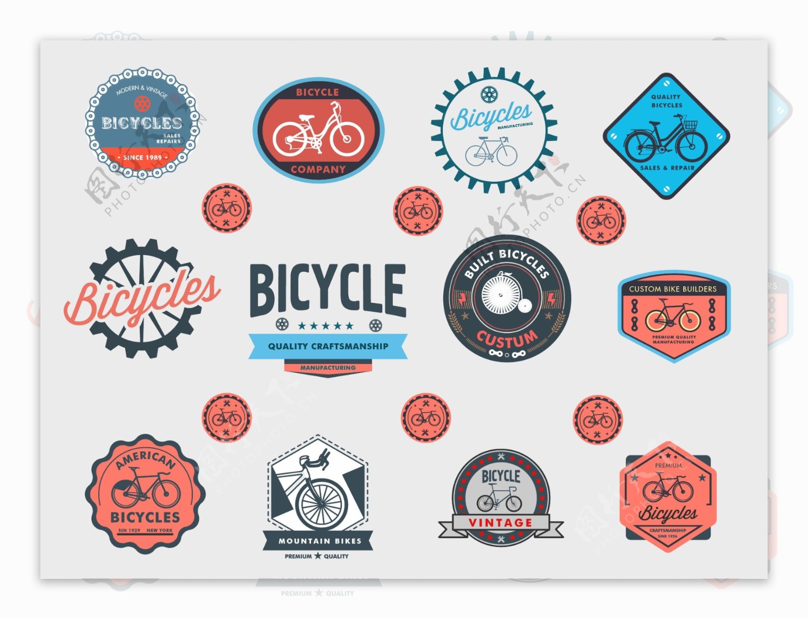 古典自行车商店标志徽章