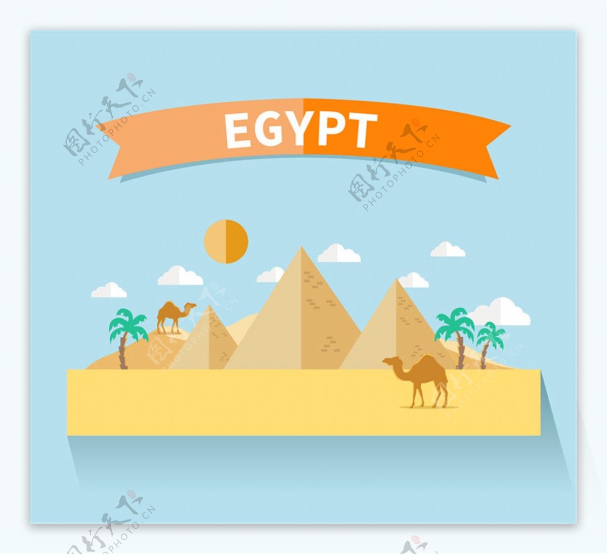 创意埃及旅行插画矢量素材