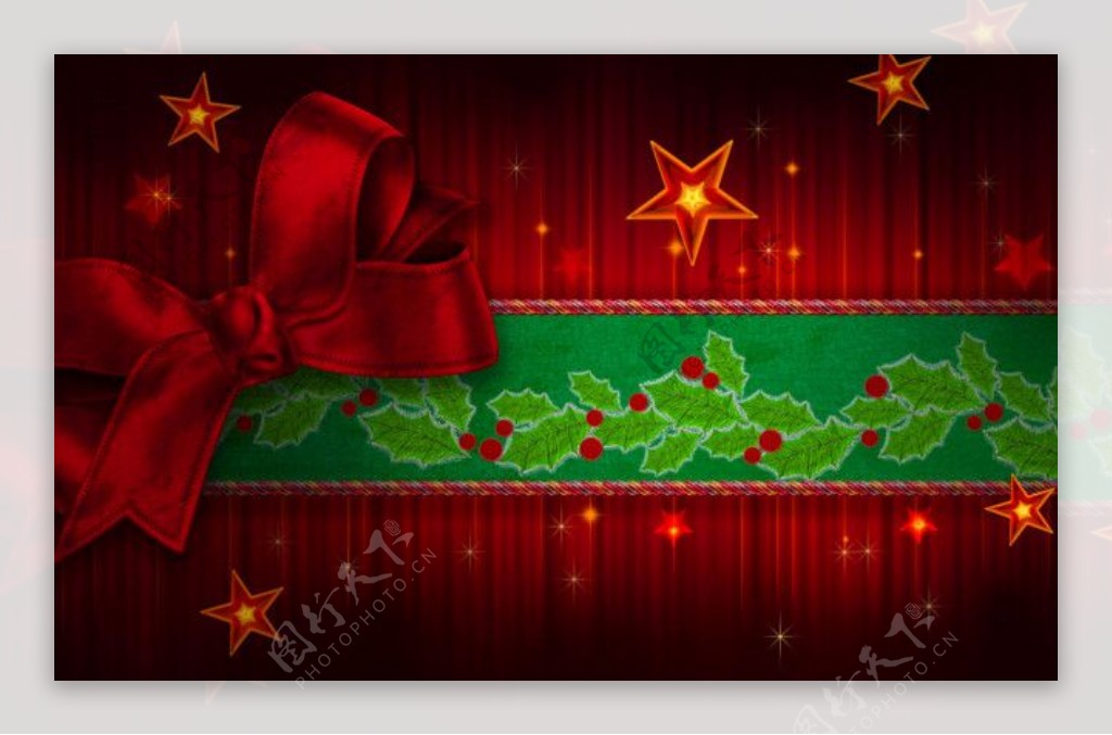 圣诞节蝴蝶结和五角星图片