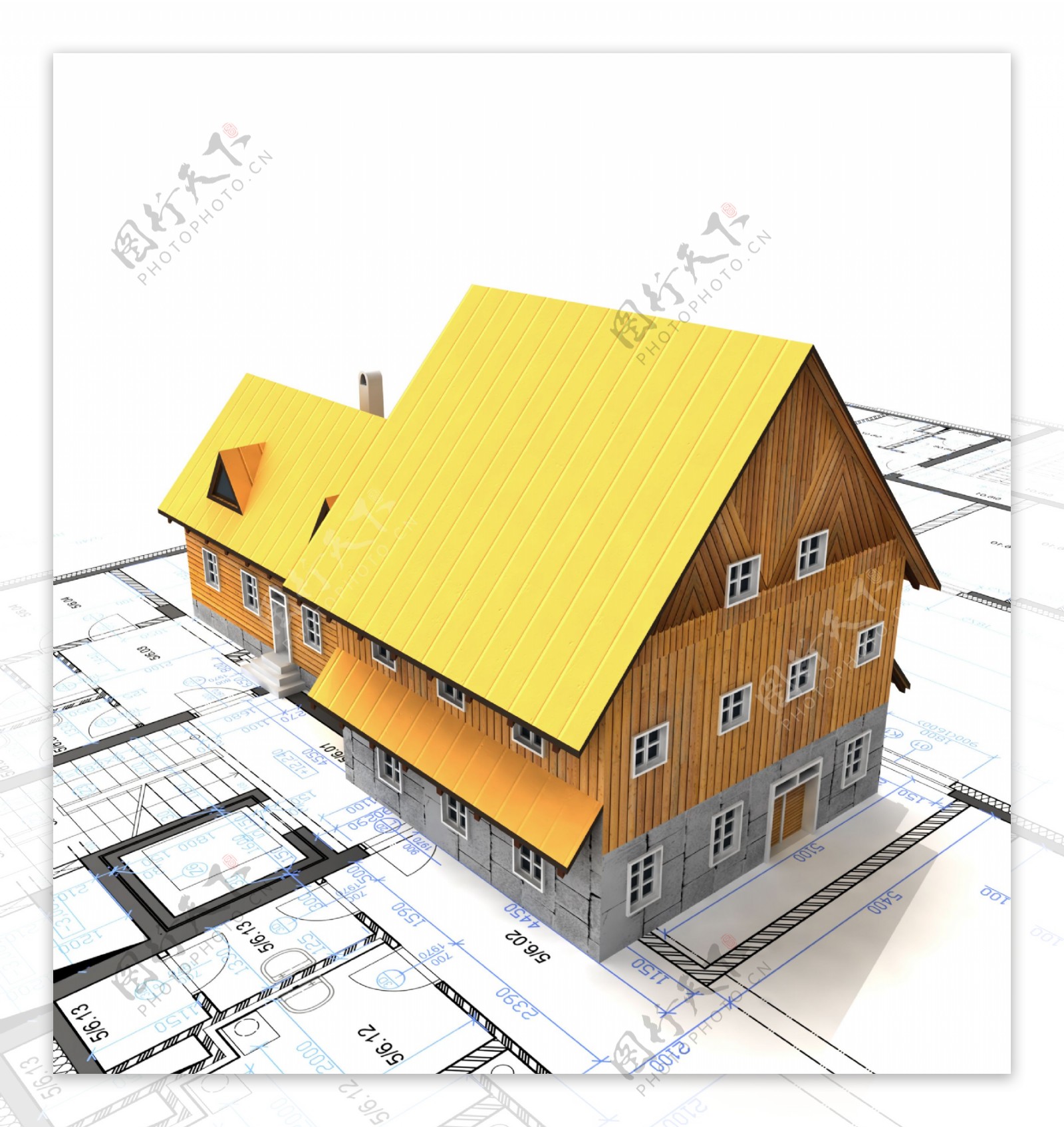 建筑平面图与房子模型图片
