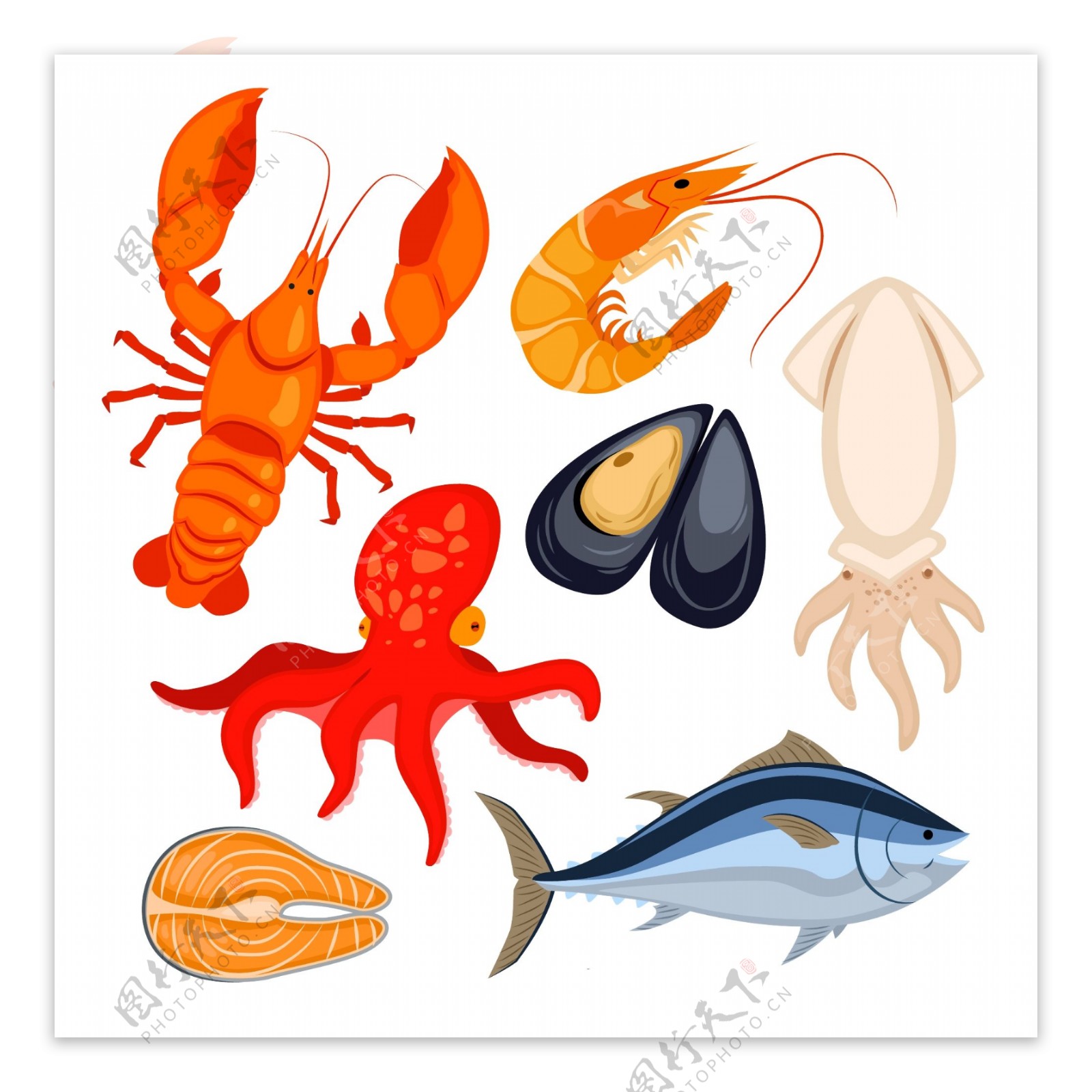 7款卡通海洋生物矢量素材图片