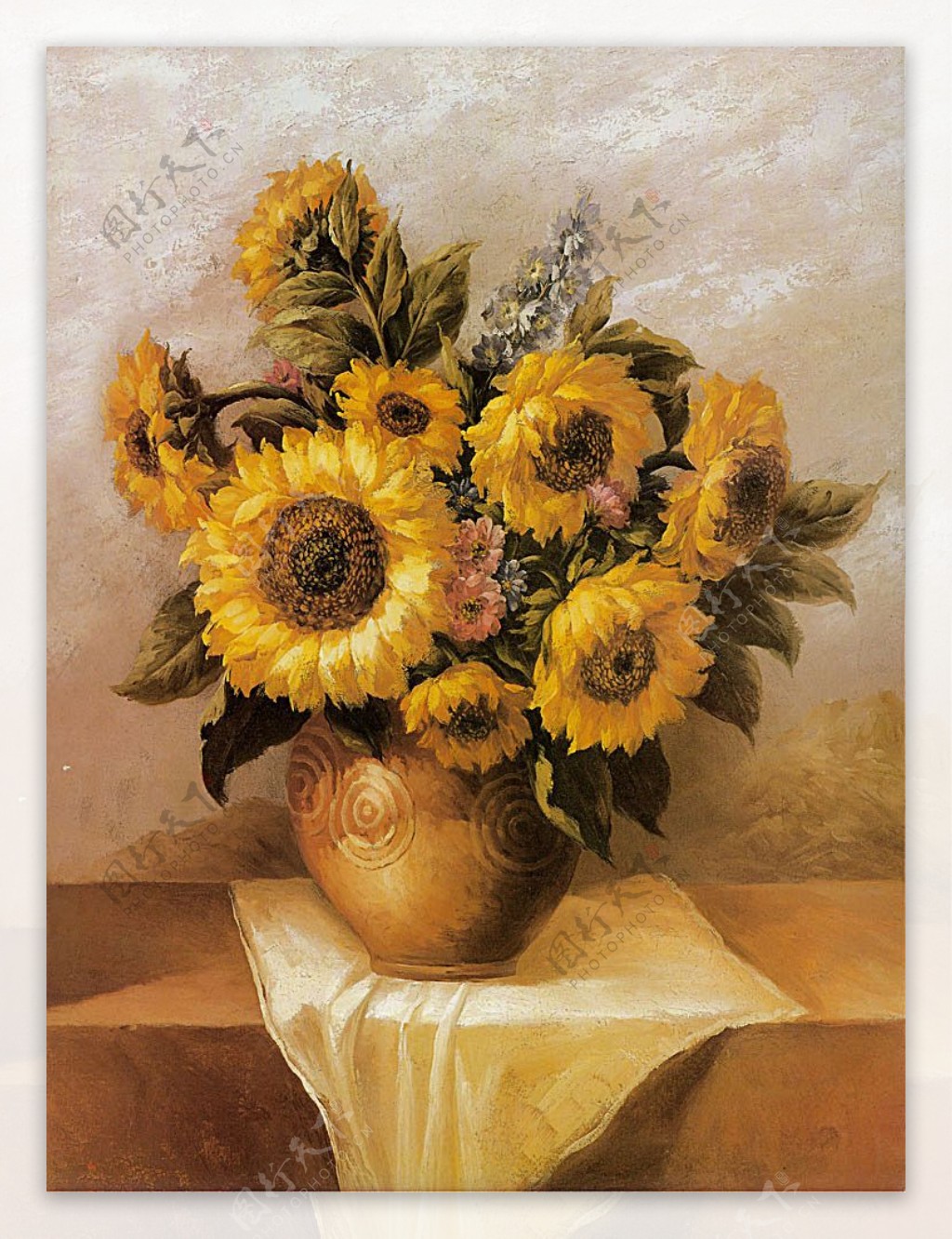 黄色鲜花花瓶油画