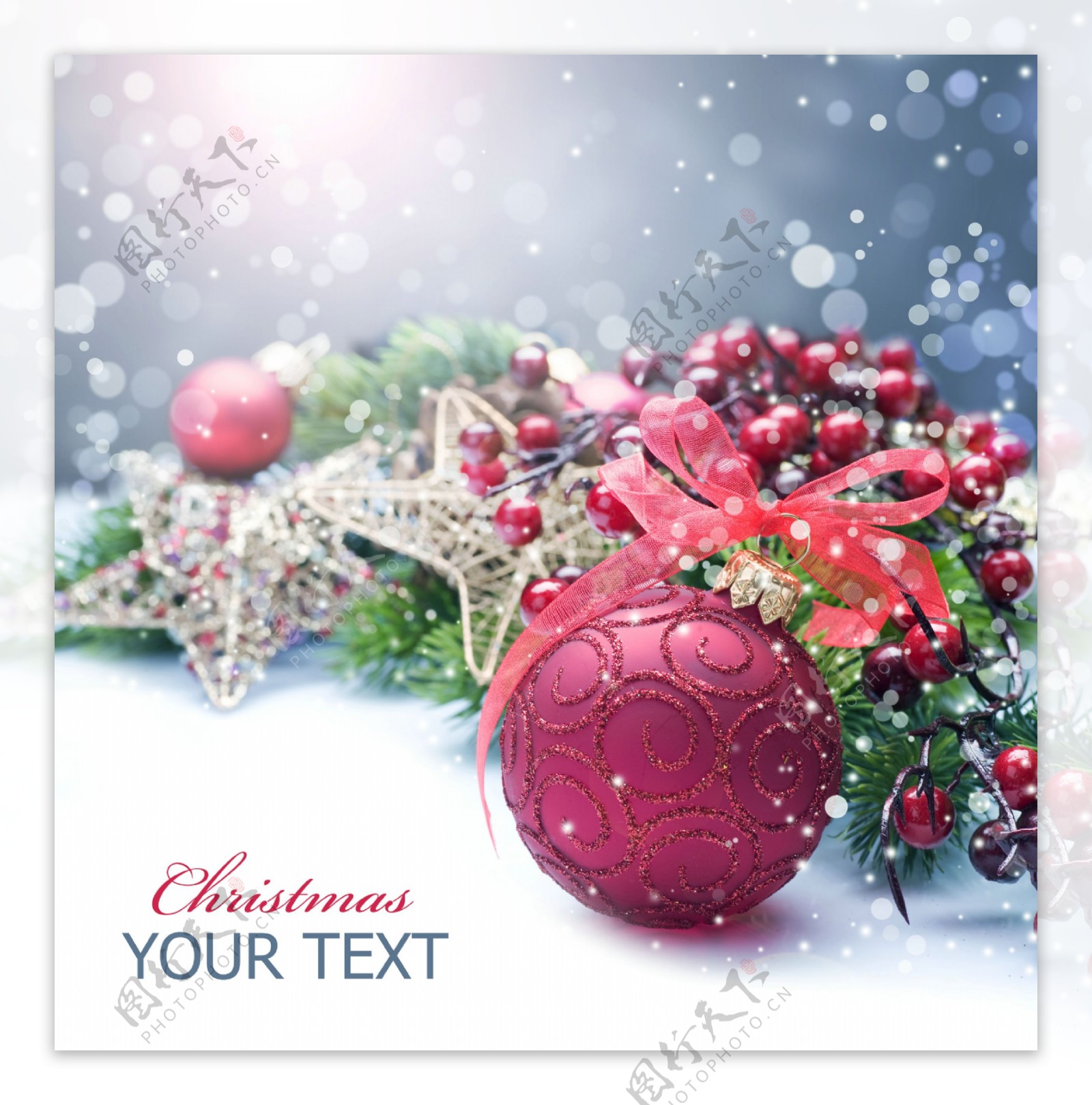 梦幻圣诞树装饰品背景图片