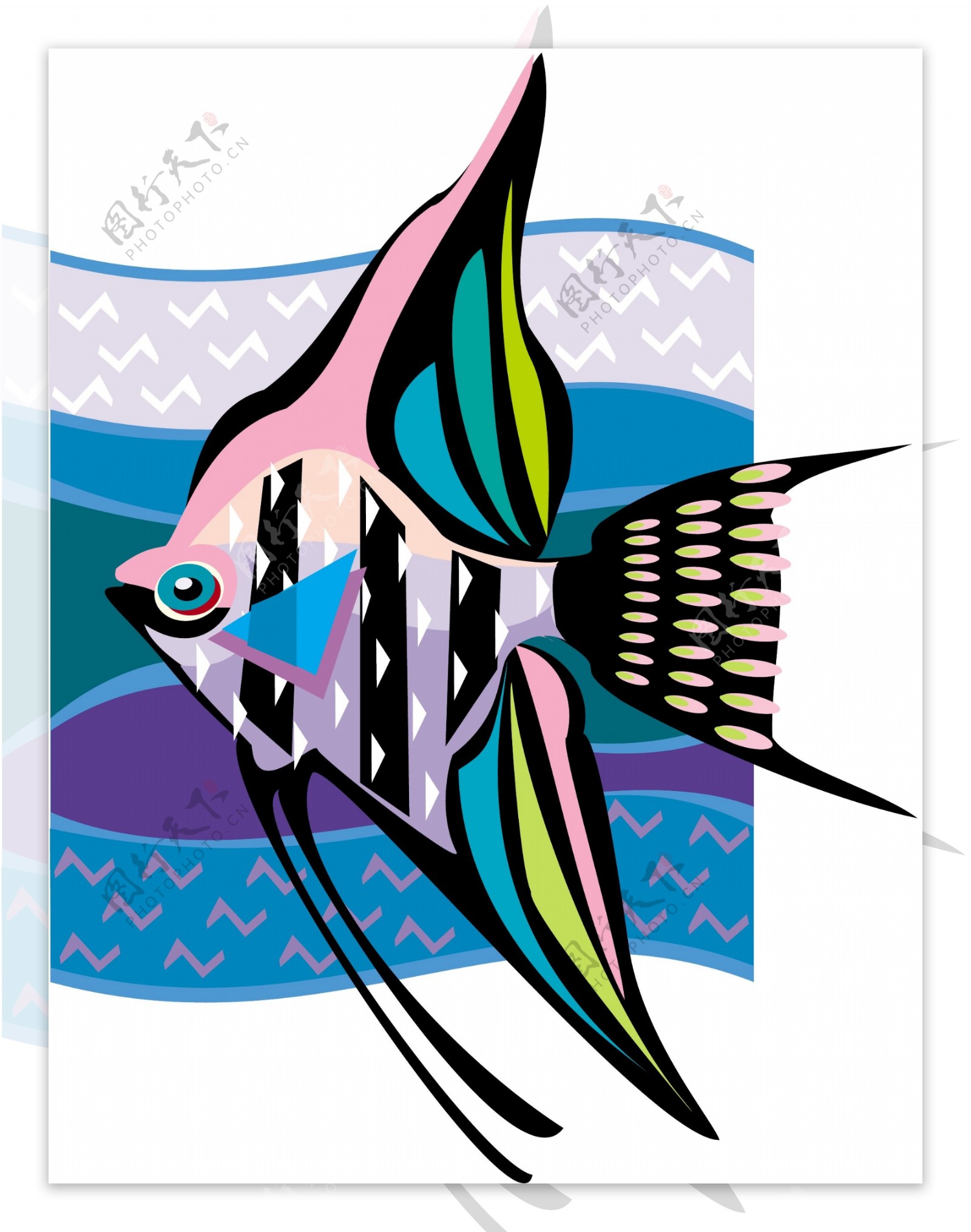 五彩小鱼水生动物矢量素材EPS格式0191