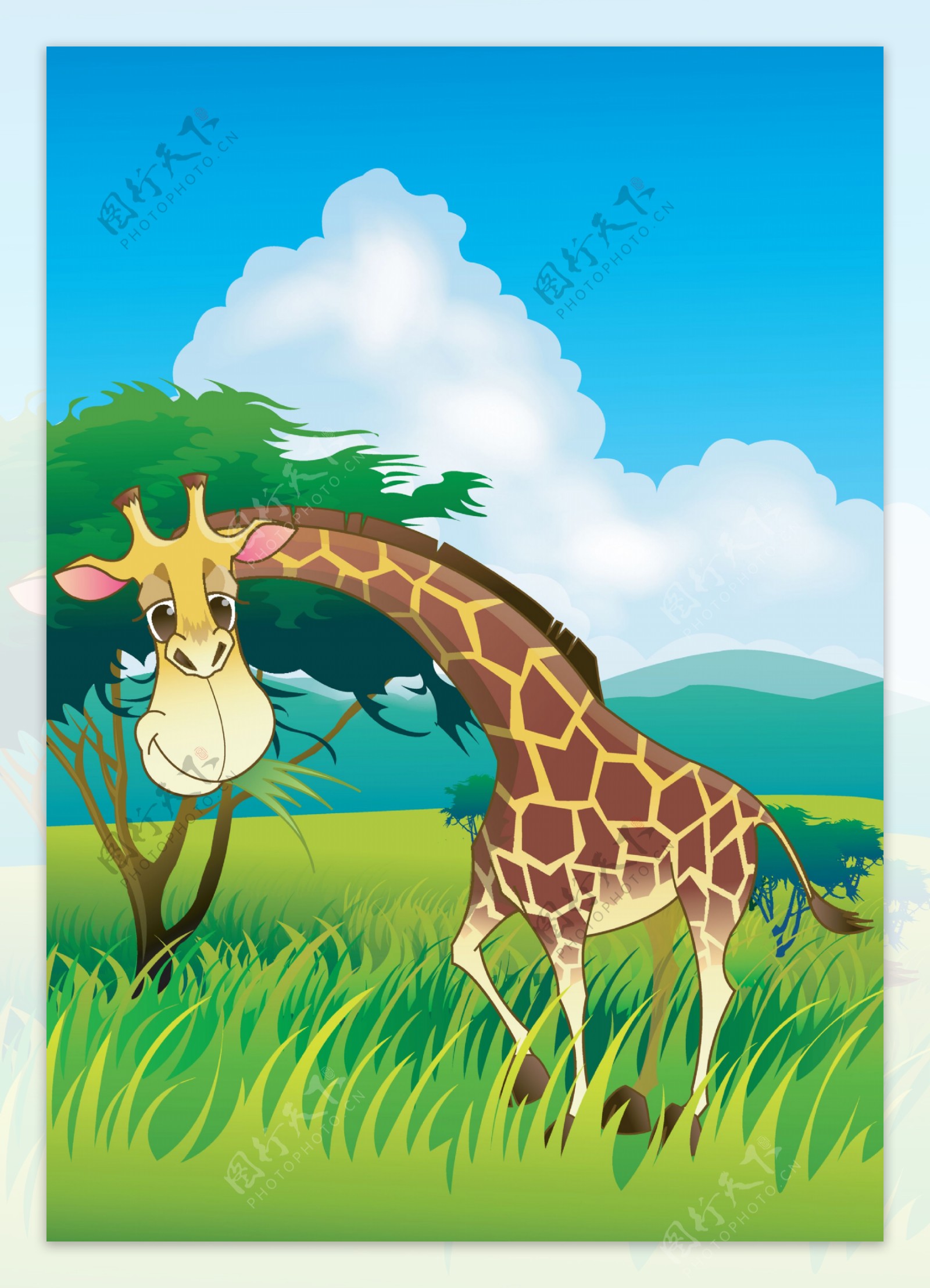 可爱卡通长颈鹿图片