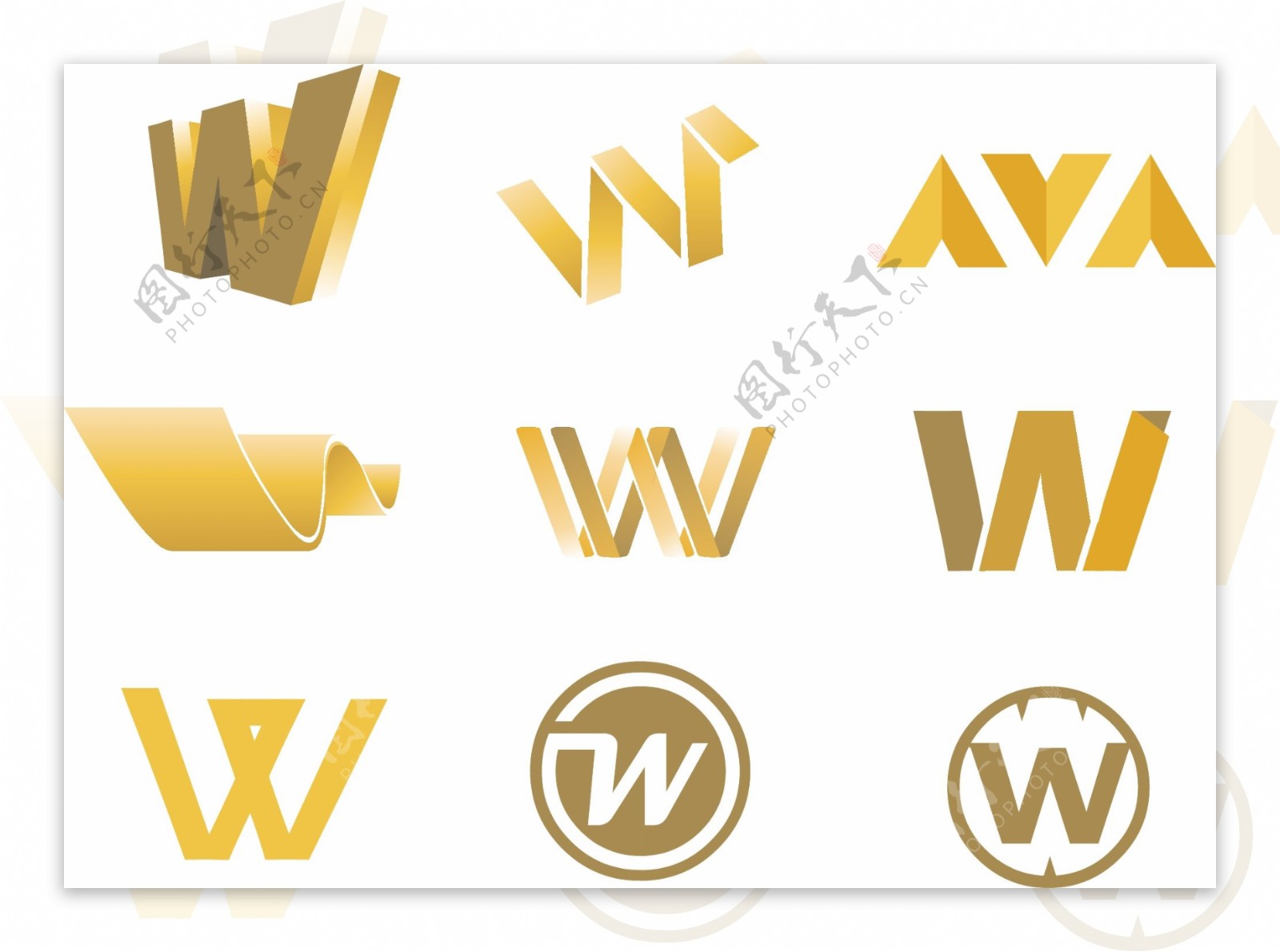 矢量素材W字体元素logo发想设计